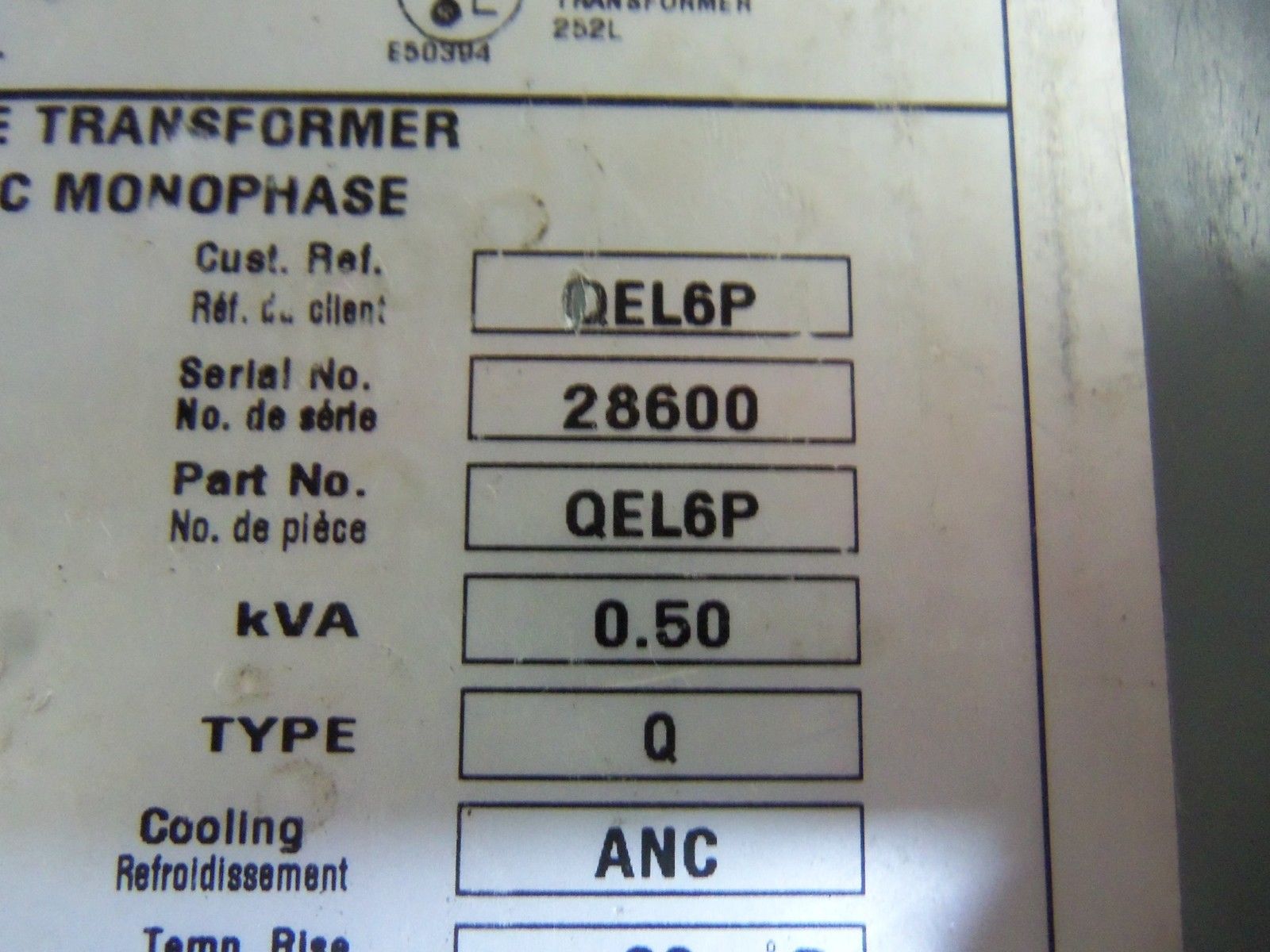 HAMMOND QEL6P TRANSFORMER UNMP