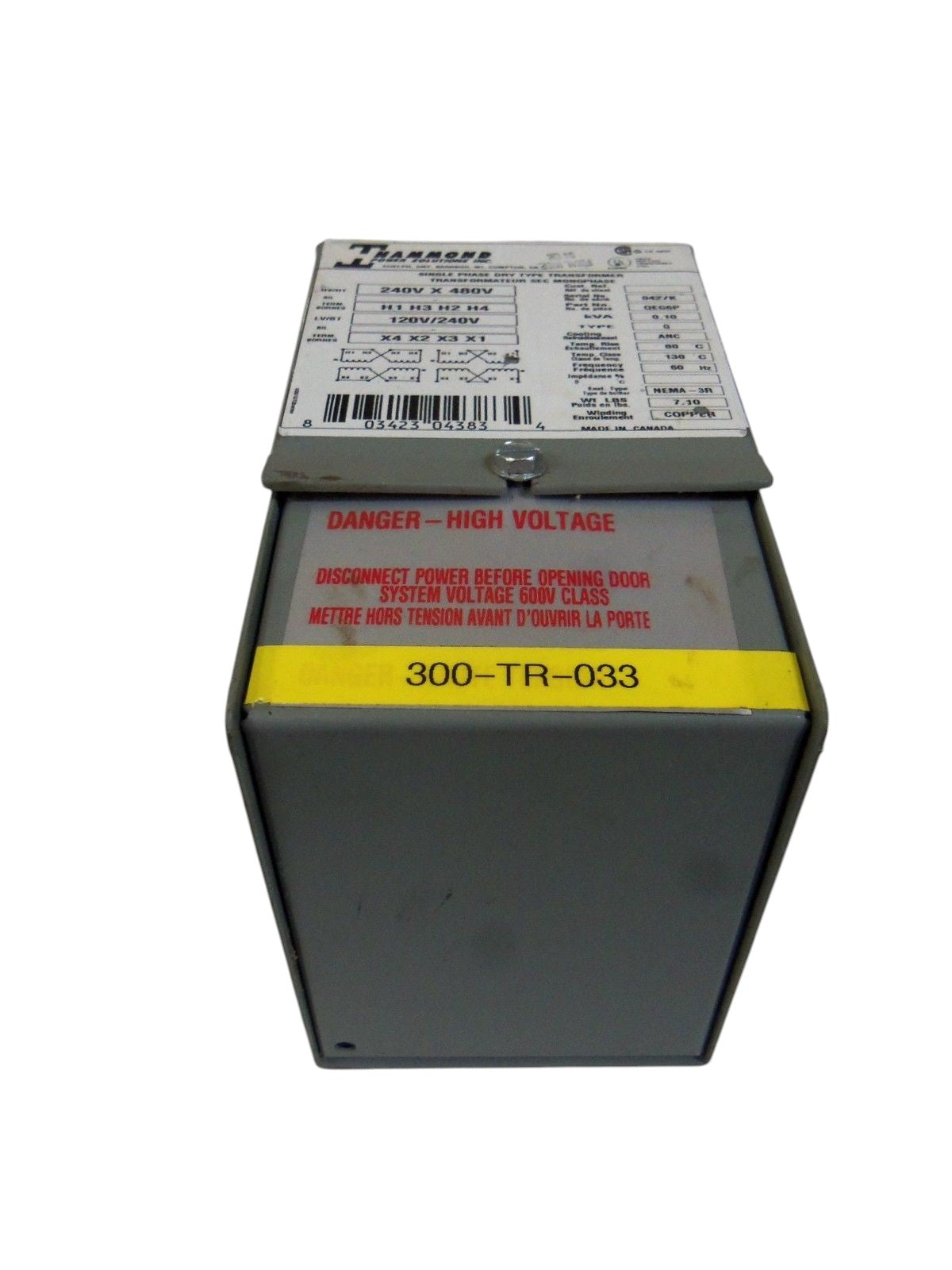 HAMMOND SINGLE PHASE DRY TRANSFORMER QEG6P UNMP