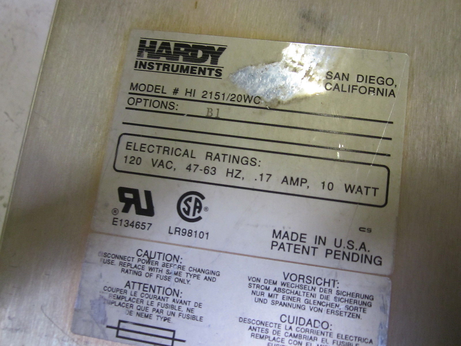 HARDY INSTRUMENTS WAVESAVER HI 2151/20WC SCALE CONTROLLER UNMP