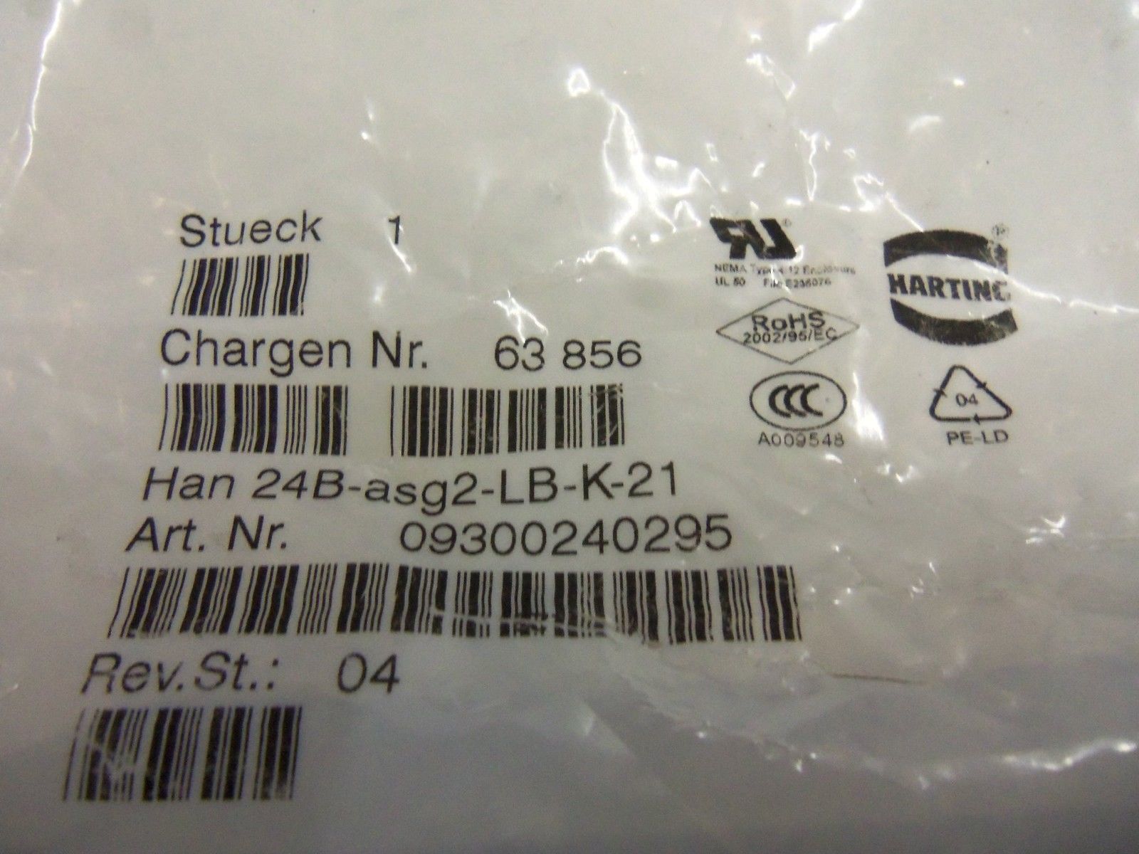 HARTING HAN24B-ASG2-LB-K-21 HOUSING NSMP