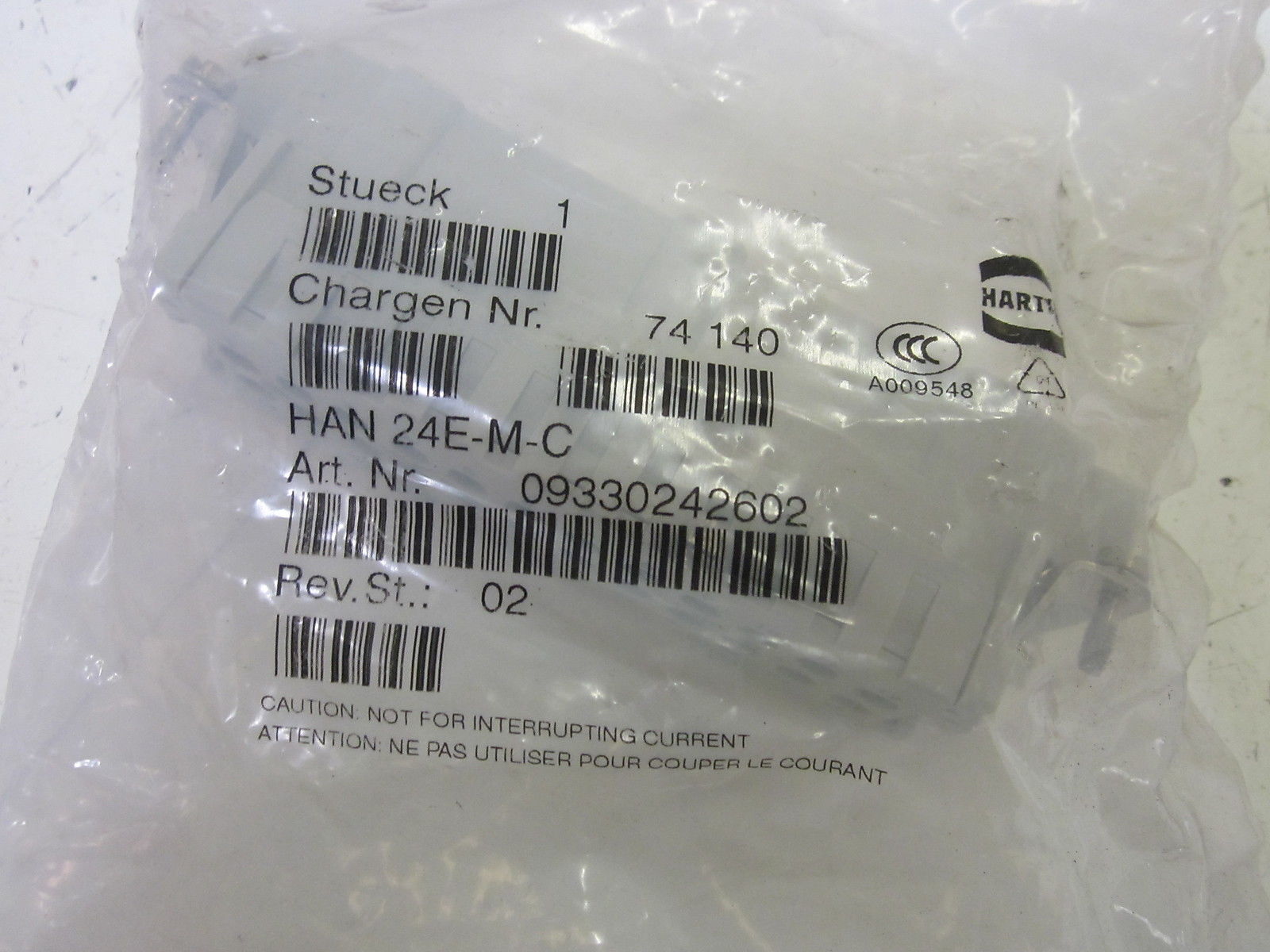 HARTING HAN 24E-M-C CONNECTOR NSMP