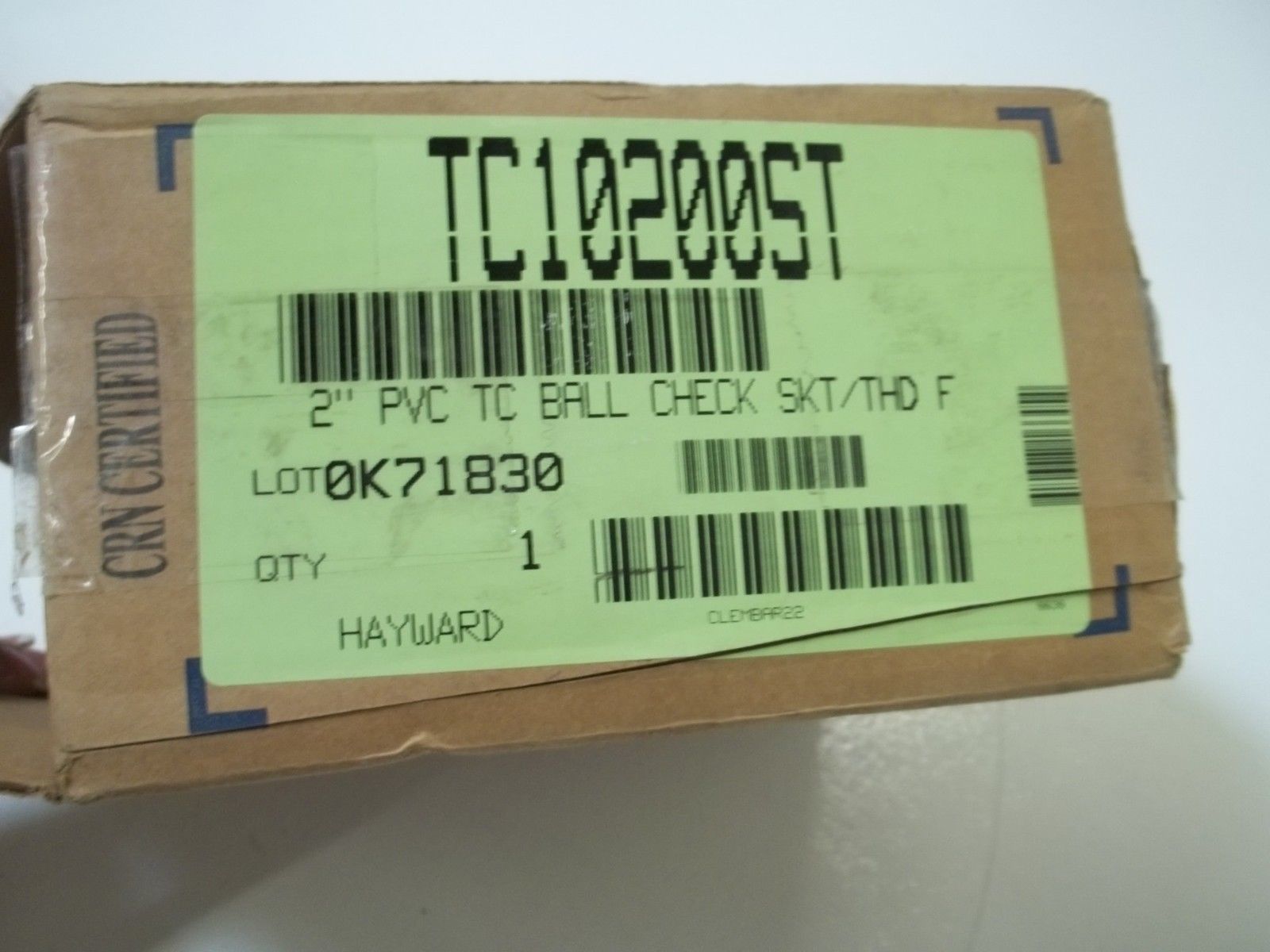 HAYWARD 2" PVC TC BALL NSMP