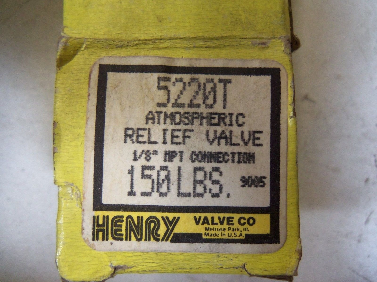 HENRY ATMOSPHERIC RELIEF VALVE 5220T *NEW IN BOX*