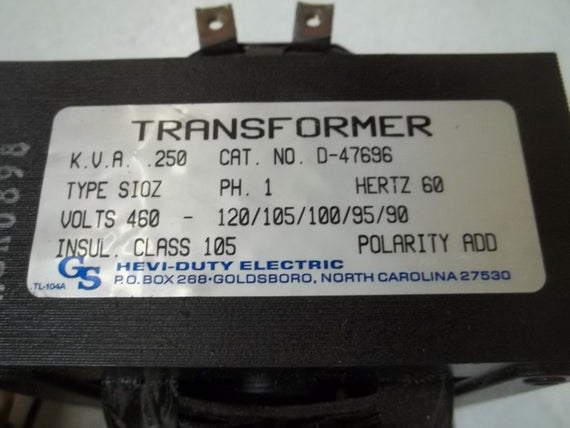 HEVI-DUTY D47696 TRANSFORMER NSMP