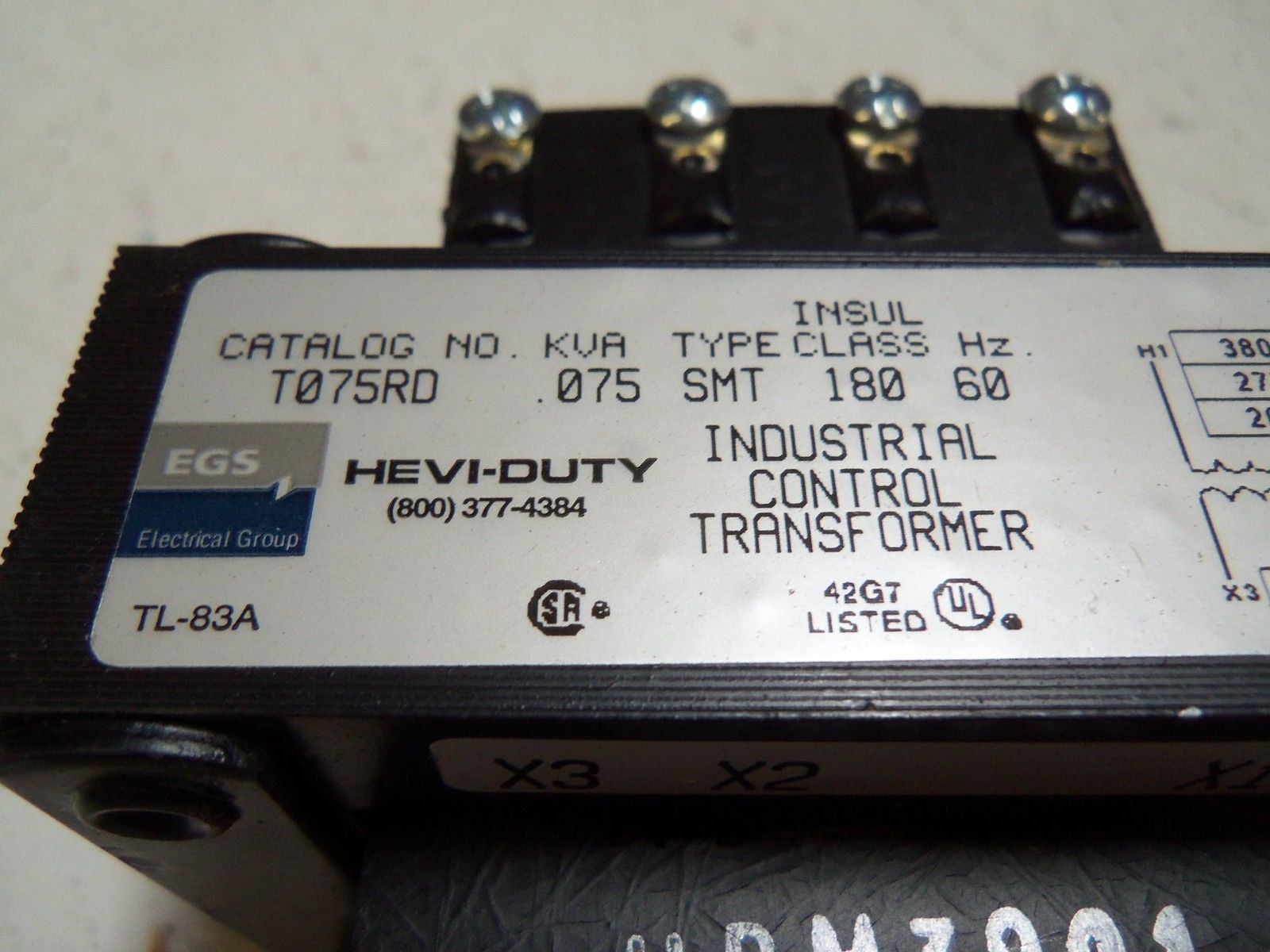 HEVI-DUTY T075RD TRANSFORMER UNMP