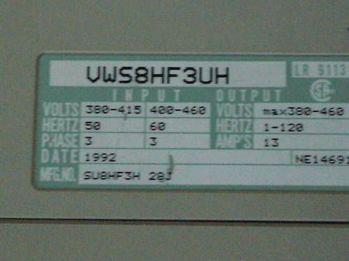 HITACHI HFC-VWS TRANSISTOR INVERTER VWS8HF3UH UNMP