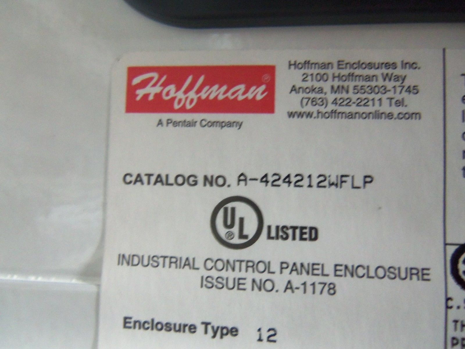 HOFFMAN A-424212WFLP WITH CUTLER HAMMER AND SCHNEIDER AUTOMATIO NSNP