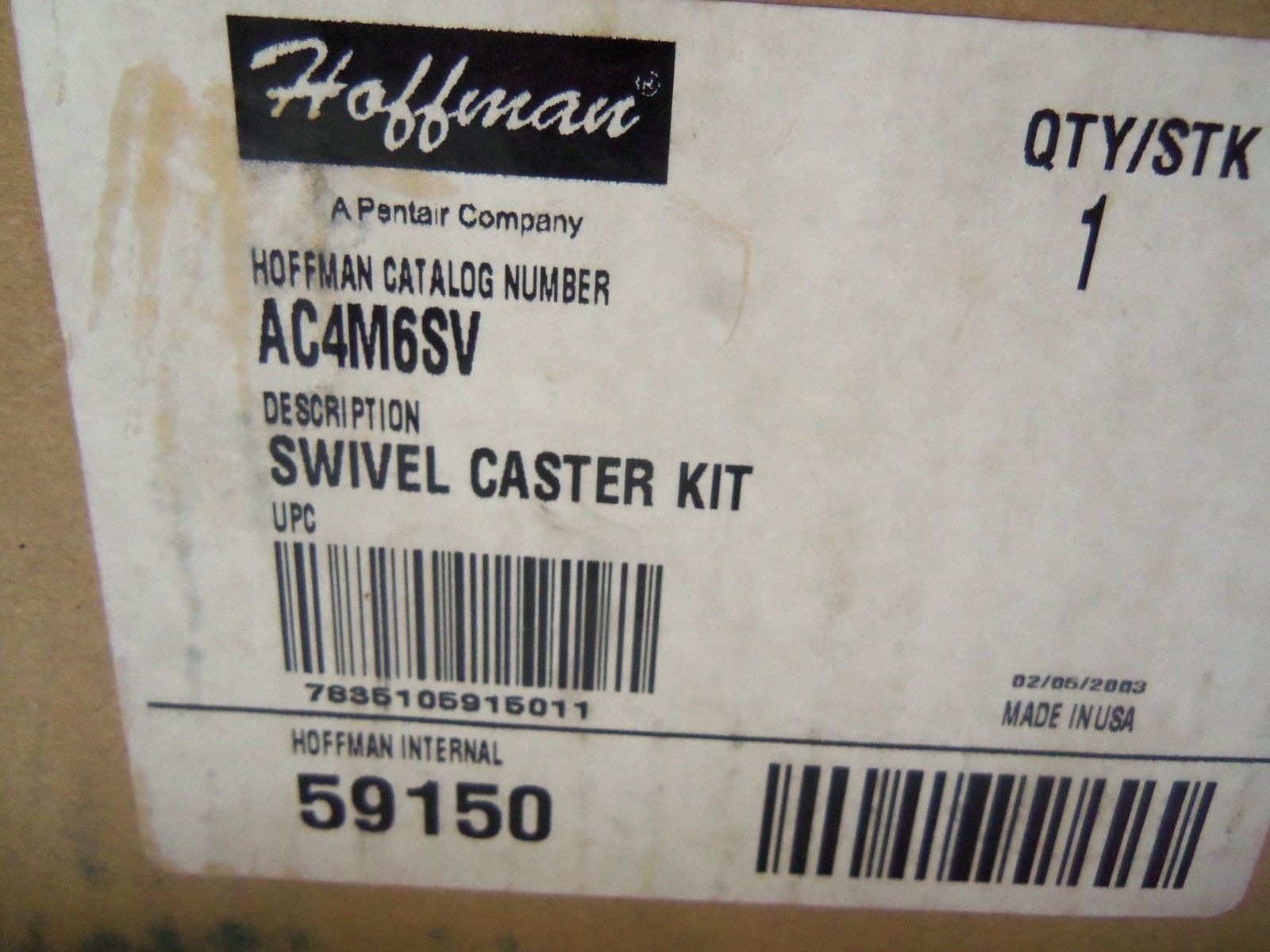 HOFFMAN AC4M6SV SWIVEL CASTER KIT NSMP