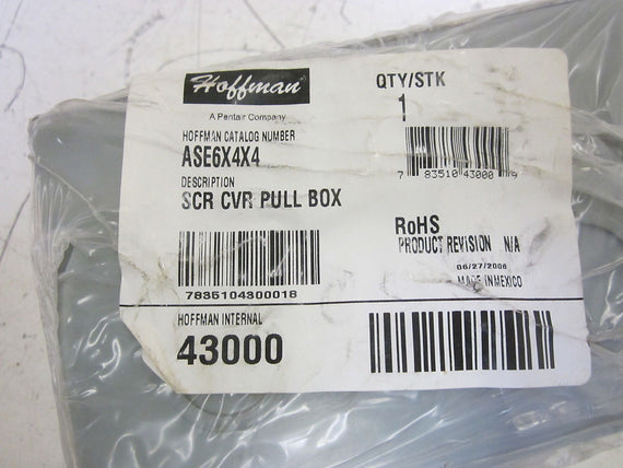 HOFFMAN ASE6X4X4 SCR CVR PULL BOX *NEW NO BOX*
