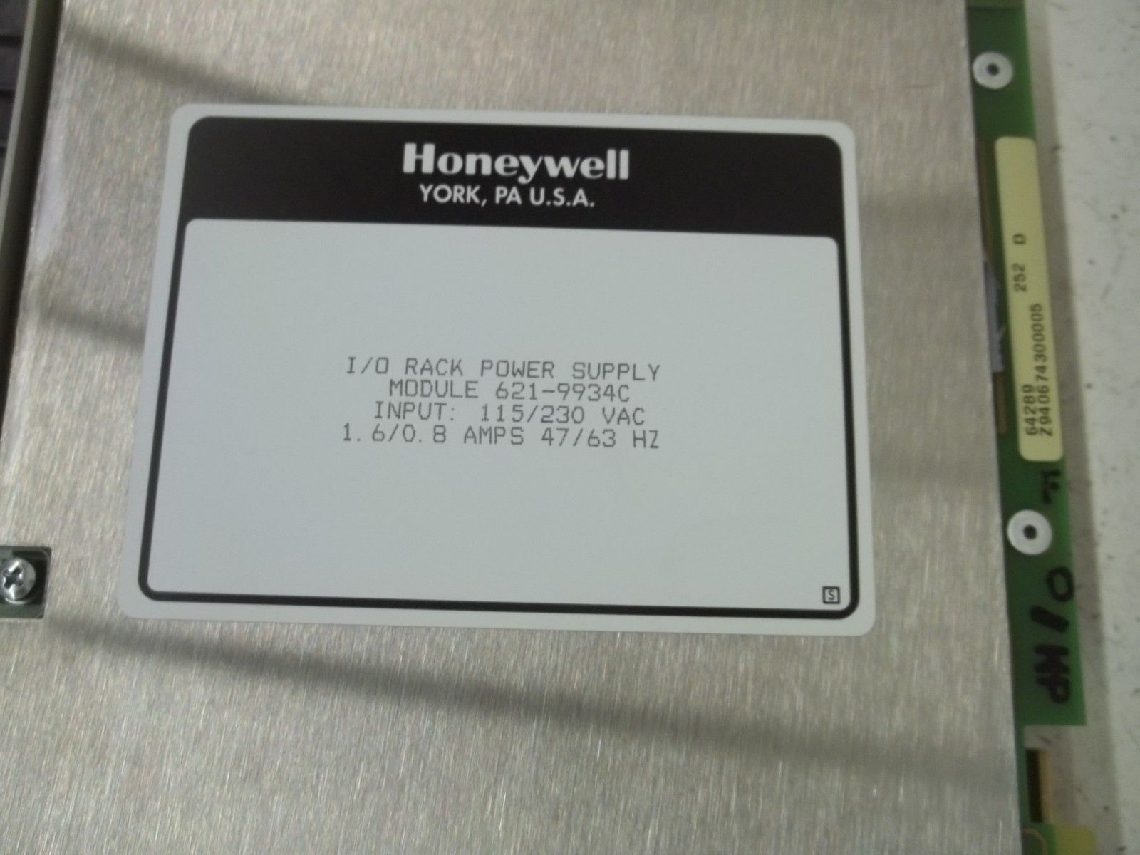 HONEYWELL 621-9934C I/O RACK POWER SUPPLY UNMP