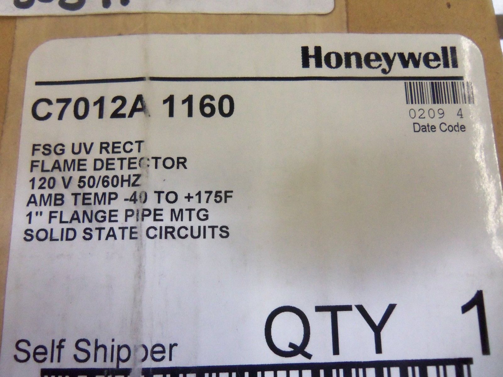 HONEYWELL C7012A1160 ULTRAVIOLET FLAME SENSOR DETECTOR *NEW IN BOX*