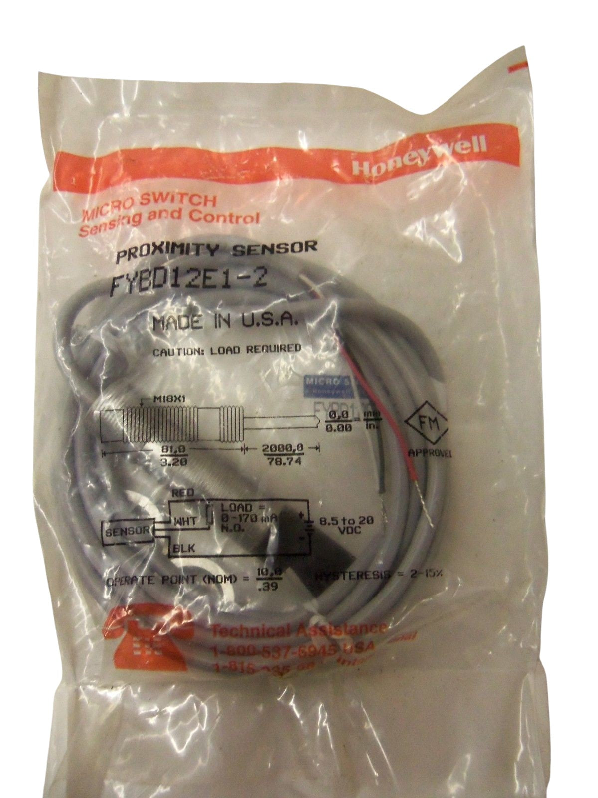 HONEYWELL FYBD12E1-2 PROXIMITY SENSOR NSMP