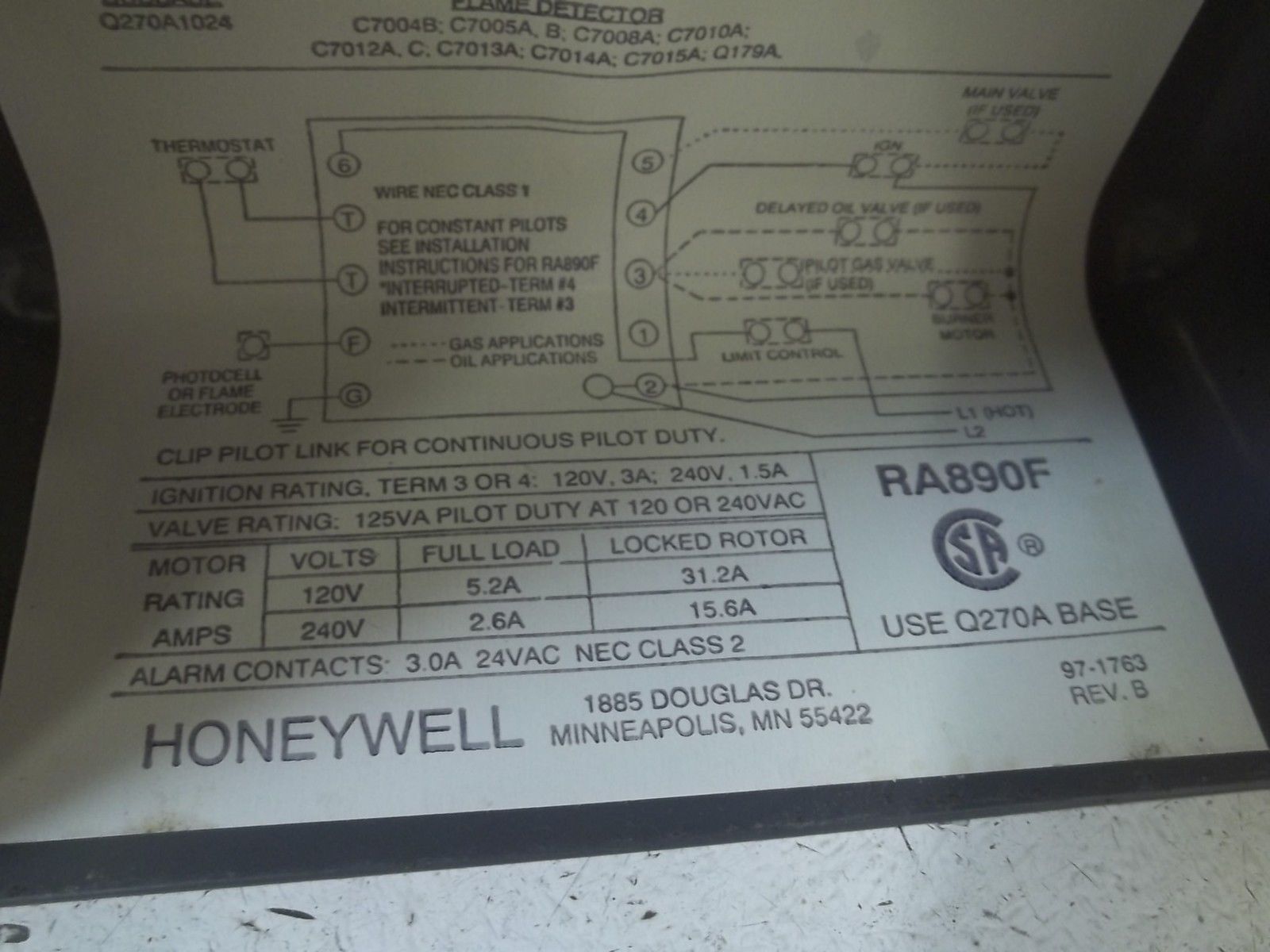 HONEYWELL RA795D 1002 PROTECTOR RELAY UNMP