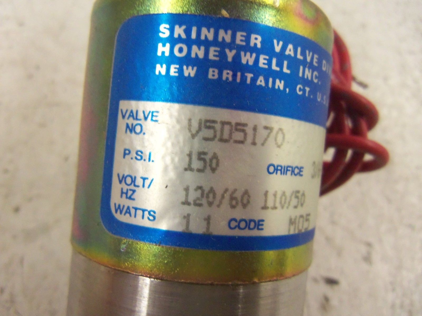 HONEYWELL SKINNER VALVE V5D5170