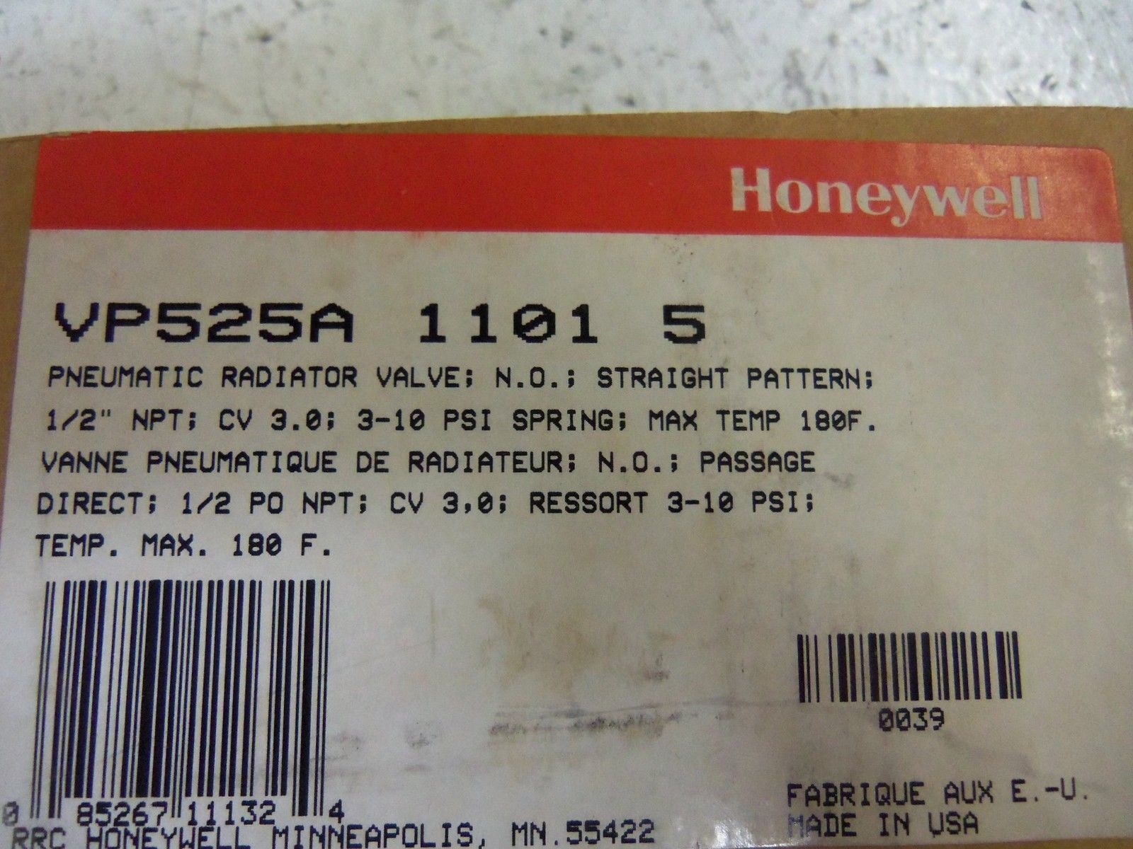 HONEYWELL VP525A11015 RADIATOR VALVE NSMP