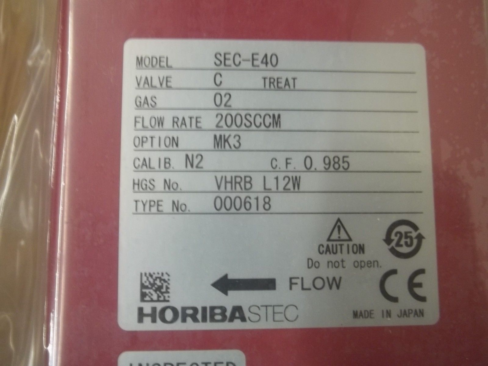 HORIBA SEC-E40MK3-02-200SCCM-1/4VCR FLOW CONTROLLER NSMP