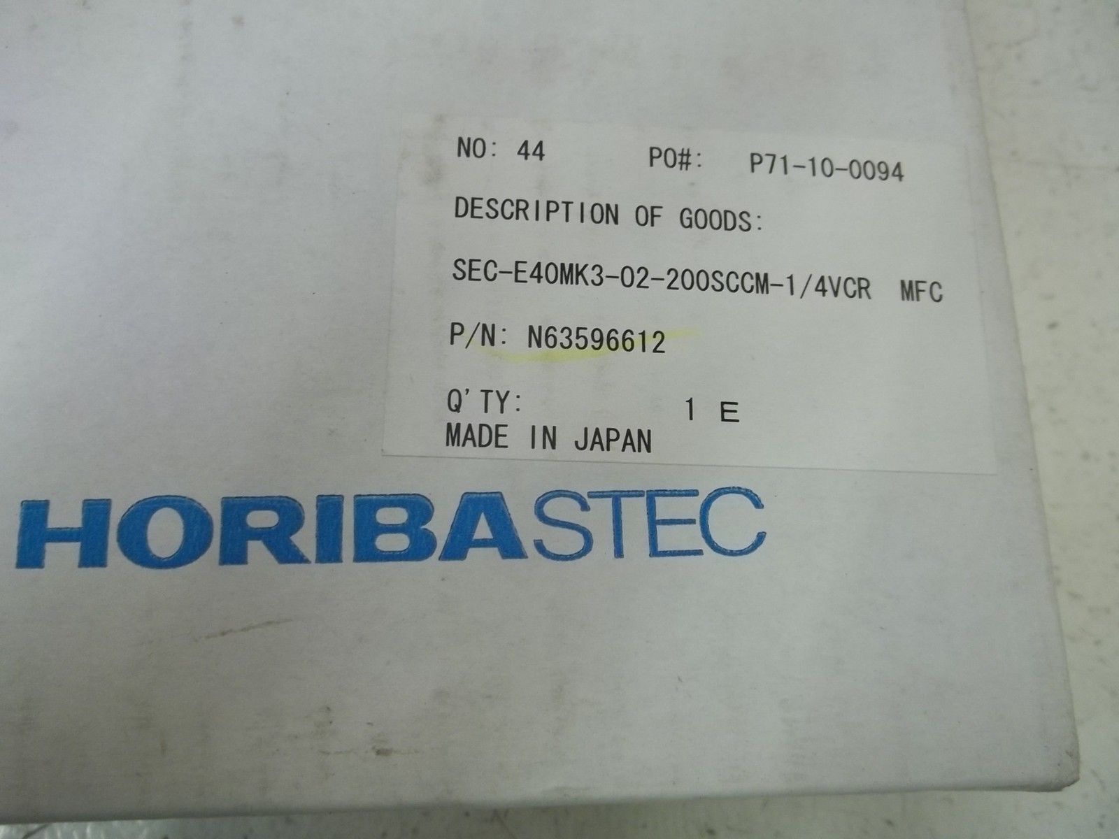 HORIBA SEC-E40MK3-02-200SCCM-1/4VCR FLOW CONTROLLER NSMP