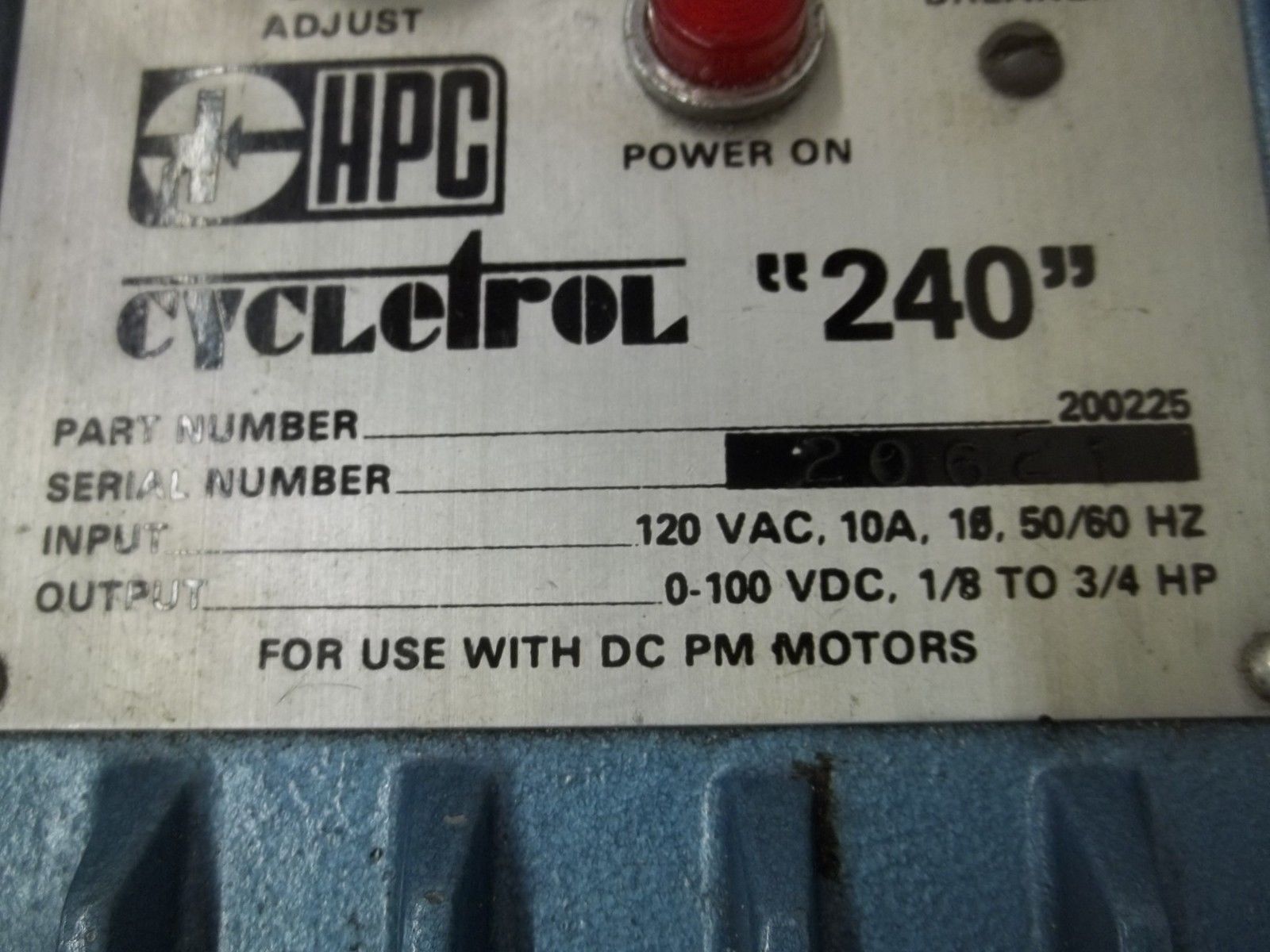 HPC CYCLETROL "240" 200225 MOTOR CONTROL UNMP