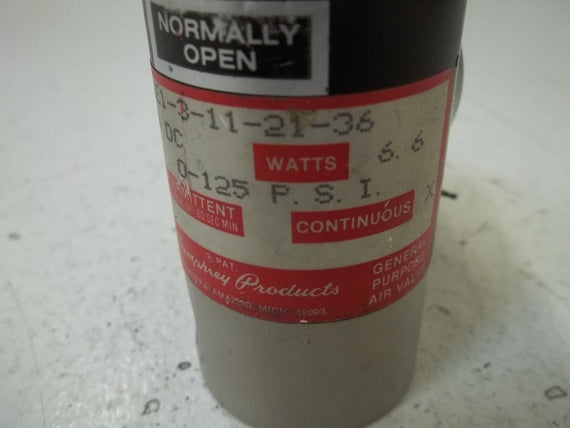 HUMPHREY 062E1-3-11-21-36 SOLENOID VALVE *USED*
