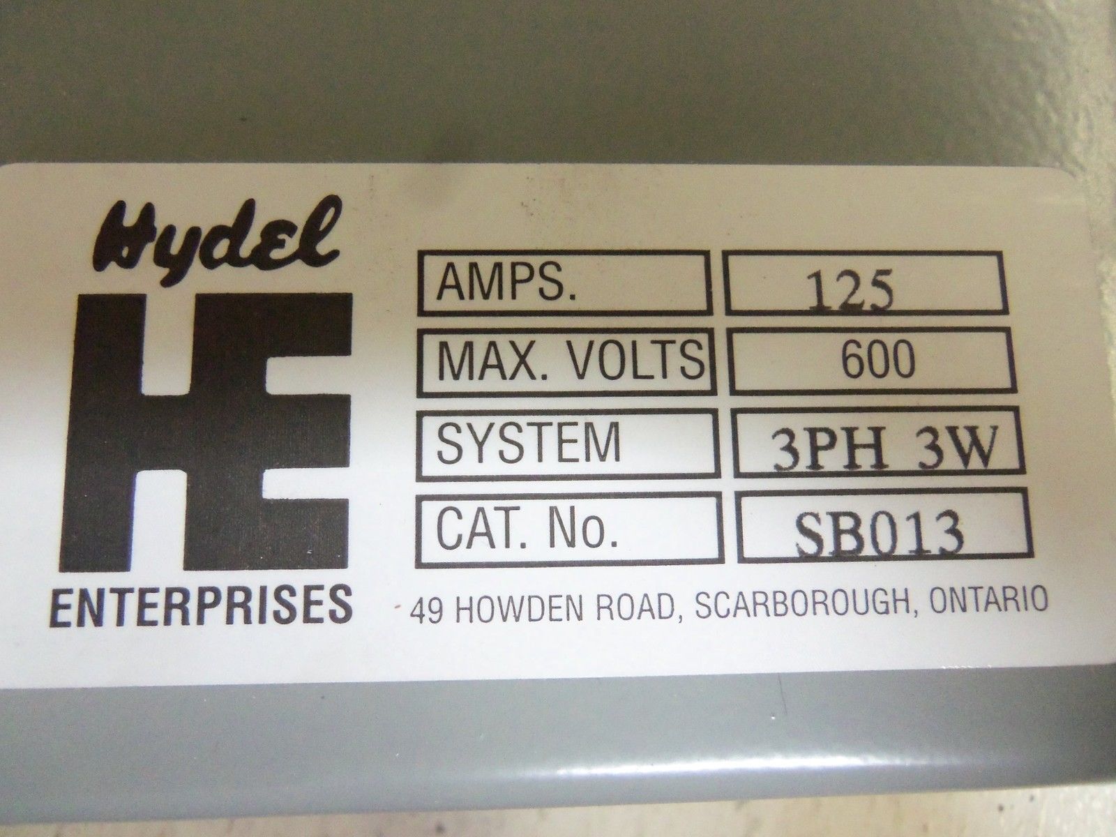 HYDEL SB013 ENCLOSURE *NEW NO BOX*