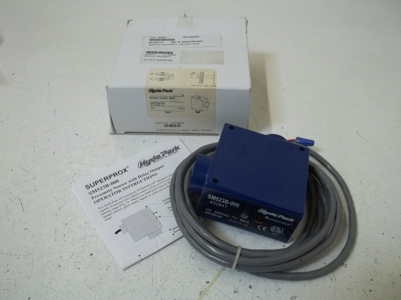 HYDEPARK SM523B-000 ULTRASONIC PROXIMITY SENSOR NSMP