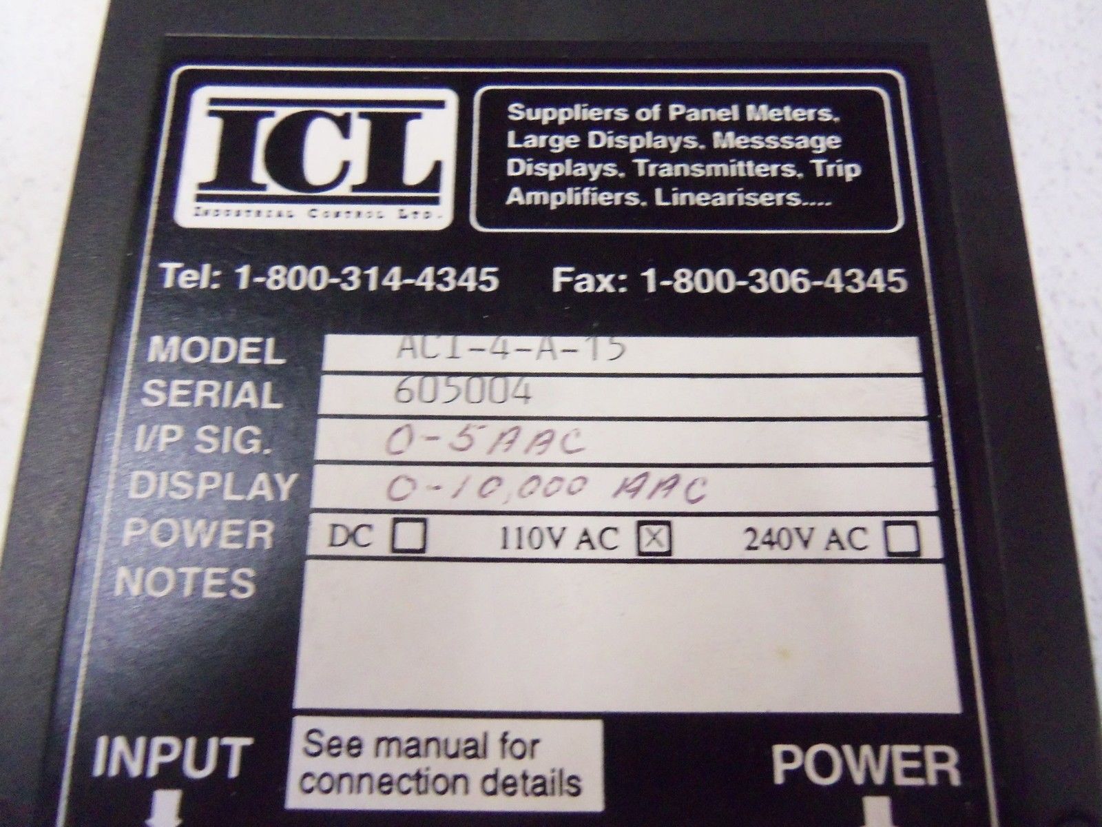 ICL PANEL METER ACI-4-A-15 UNMP