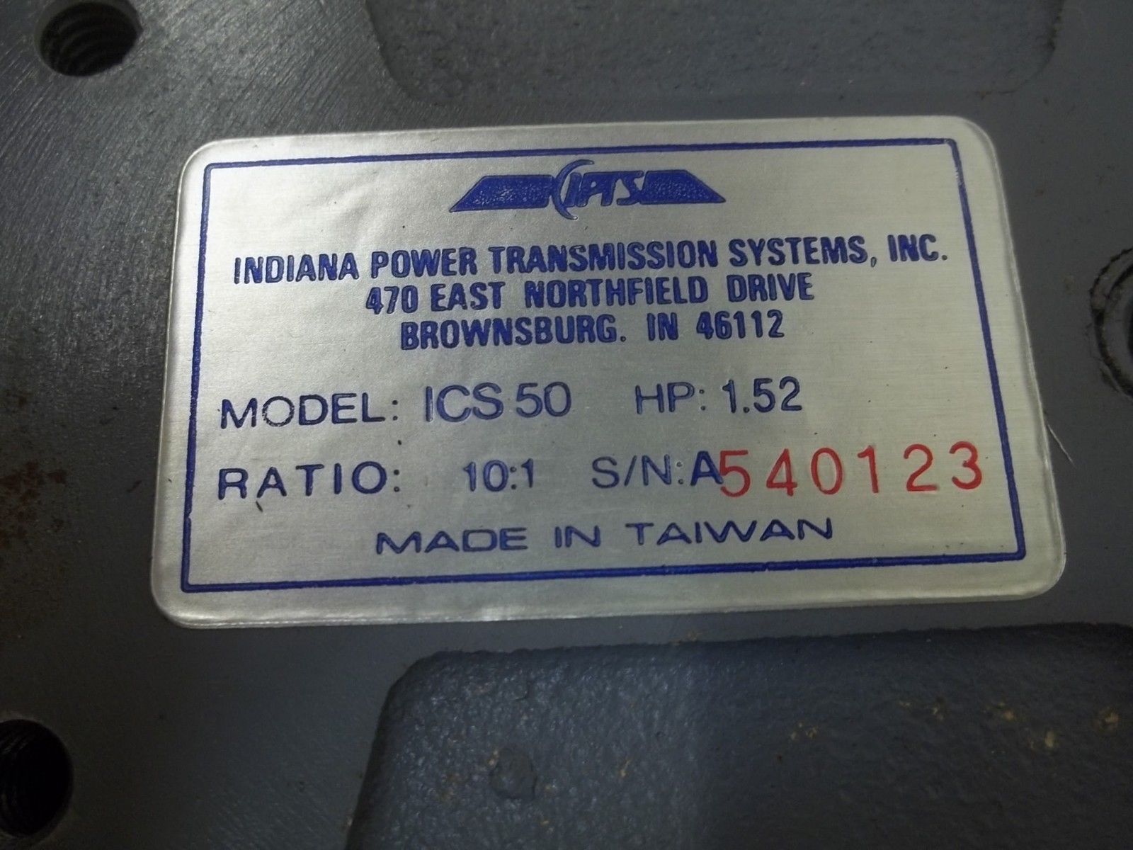 INDIANA POWER TRANSMISSION SYSTEMS , INC. ICS50 UNMP