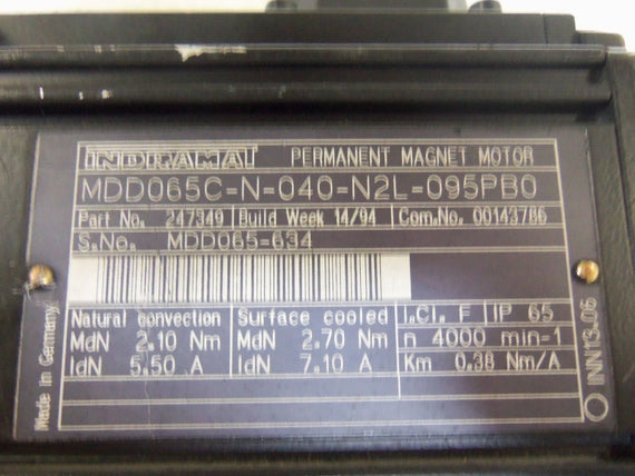 INDRAMAT MDD065C-N-040-N2L-095PB0 * USED *