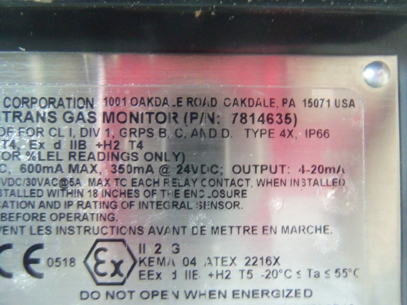 SCIENTIFIC ITRANS GAS MONITOR 7814635 (AS PICTURED) UNMP