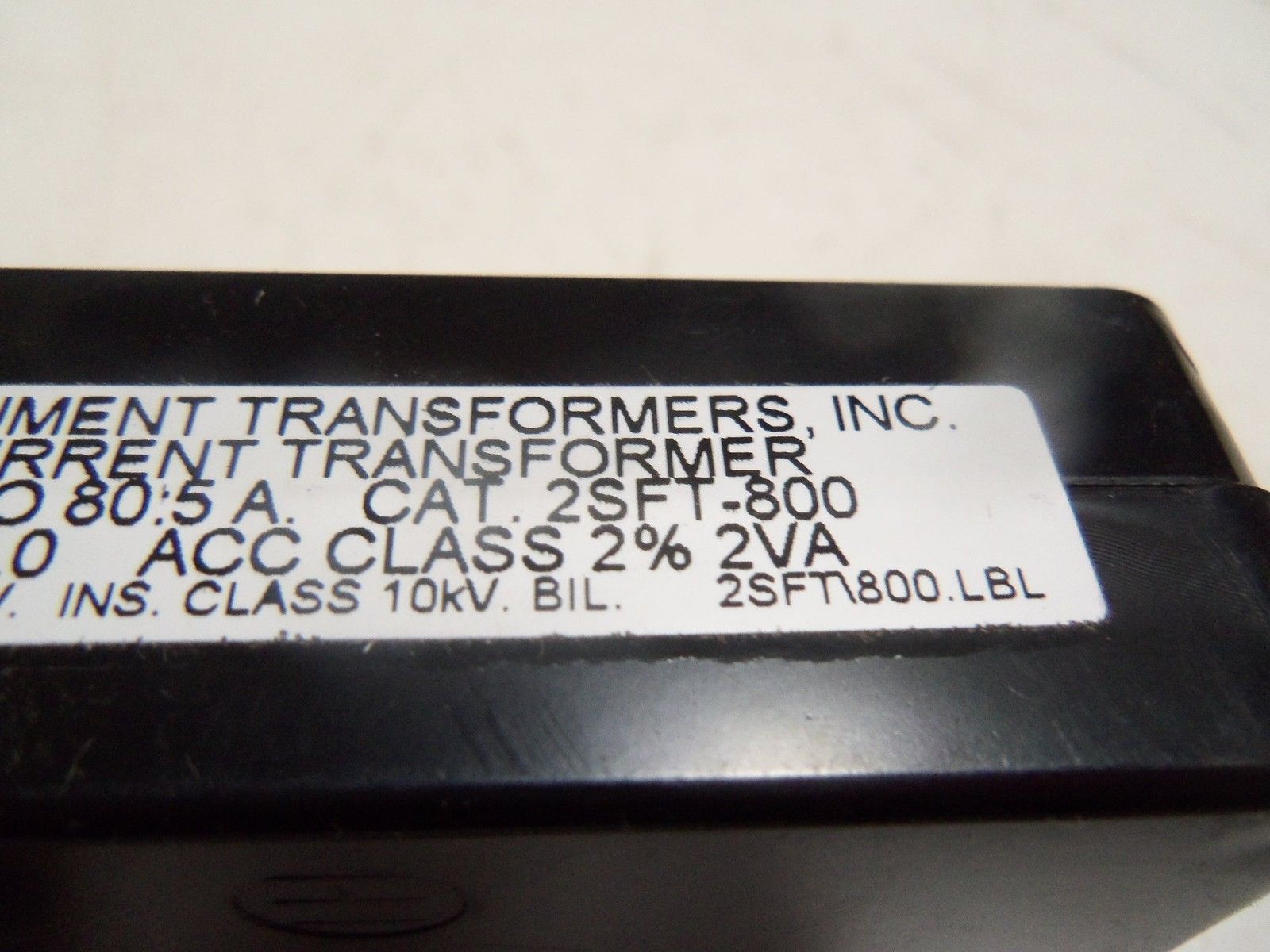 INSTRUMENT TRANSFORMERS INC. 2SFT-800 CURRENT TRANSFORMER UNMP