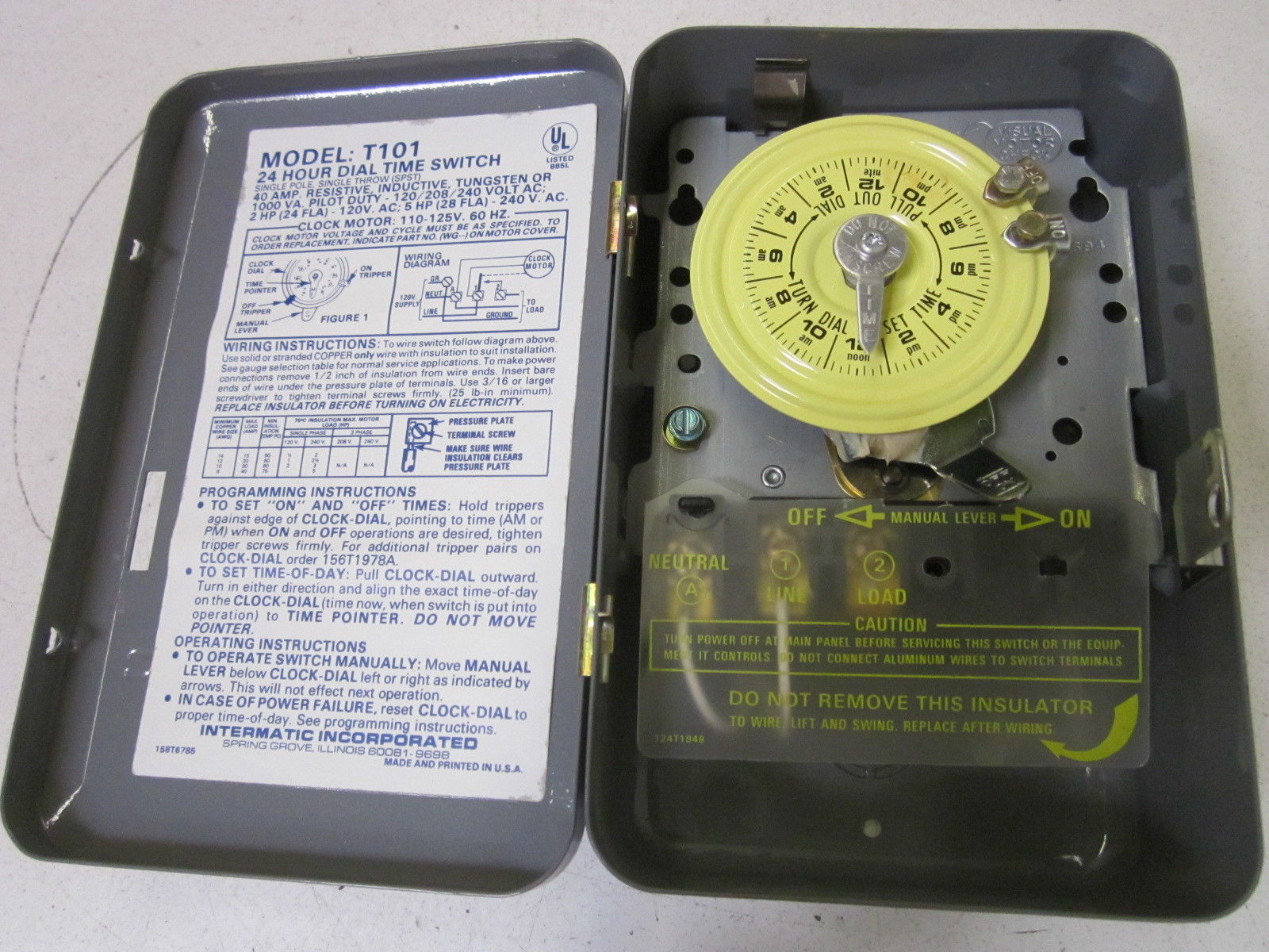 INTERMATIC T101-8 DIAL TIME SWITCH 24HR NSMP