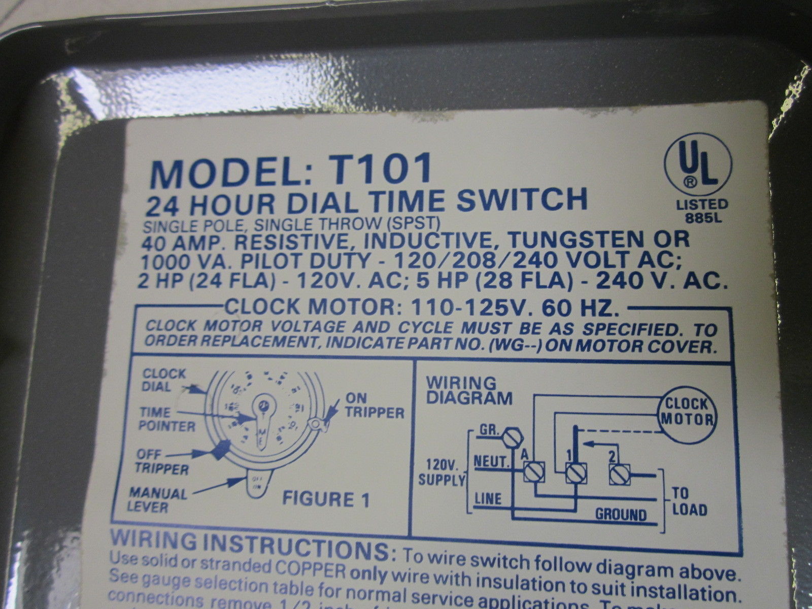 INTERMATIC T101-8 DIAL TIME SWITCH 24HR NSMP