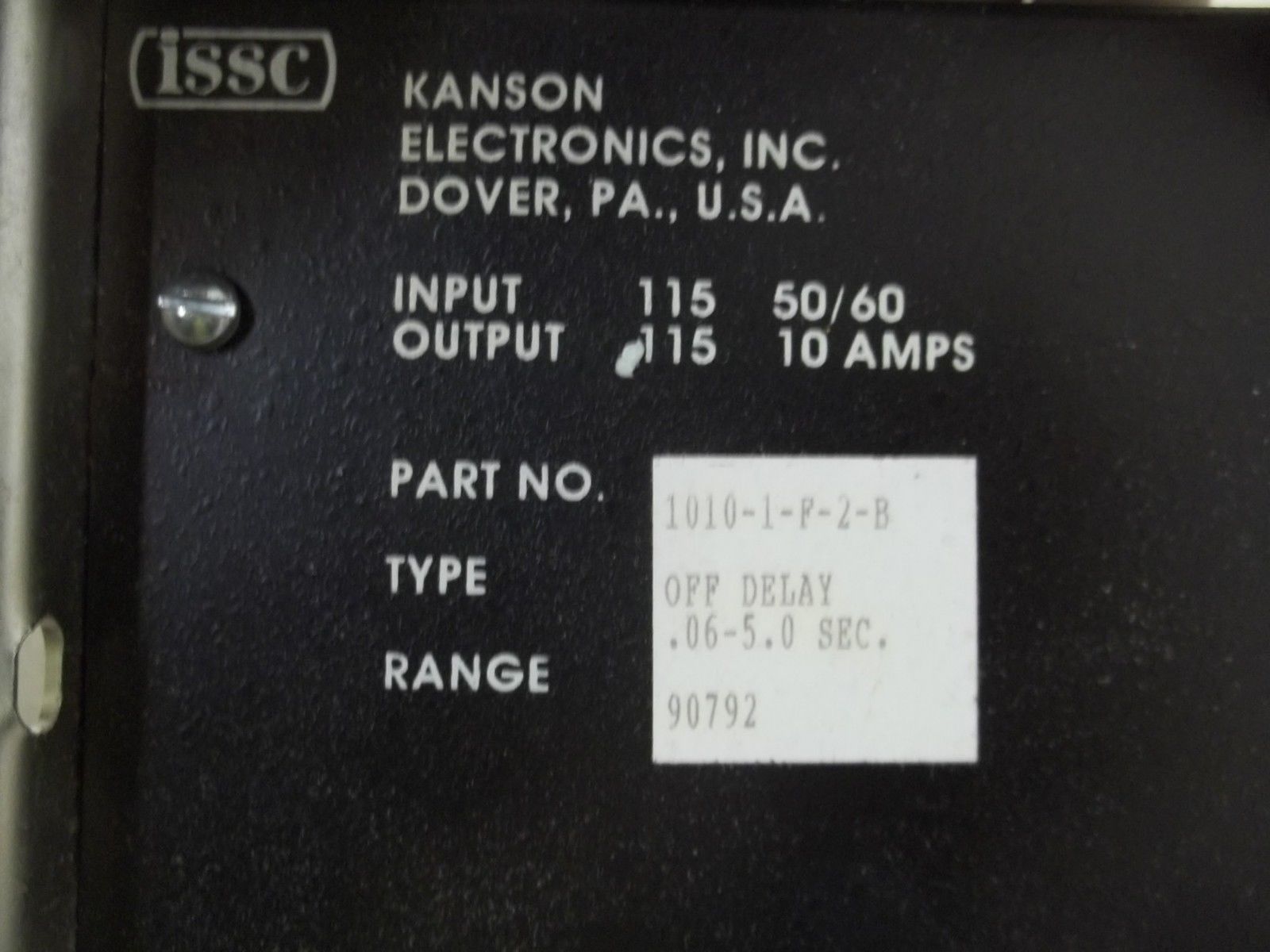 ISSC 1010-1-F-2-B TIMER OFF DELAY .06-5.0 SEC. NSMP
