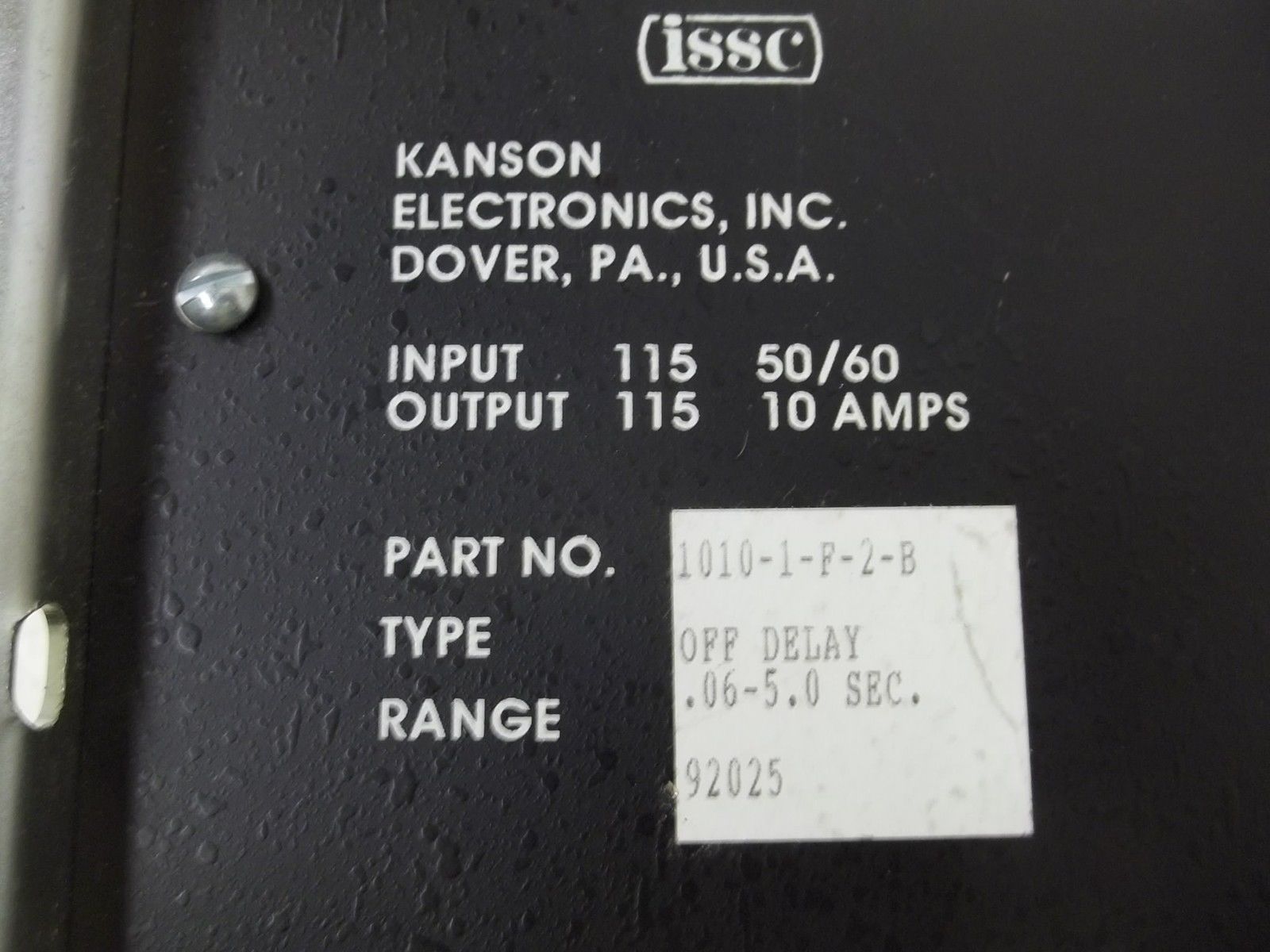 ISSC 1010-1-F-2-B TIMER OFF DELAY .05-5.0 SEC.  UNMP