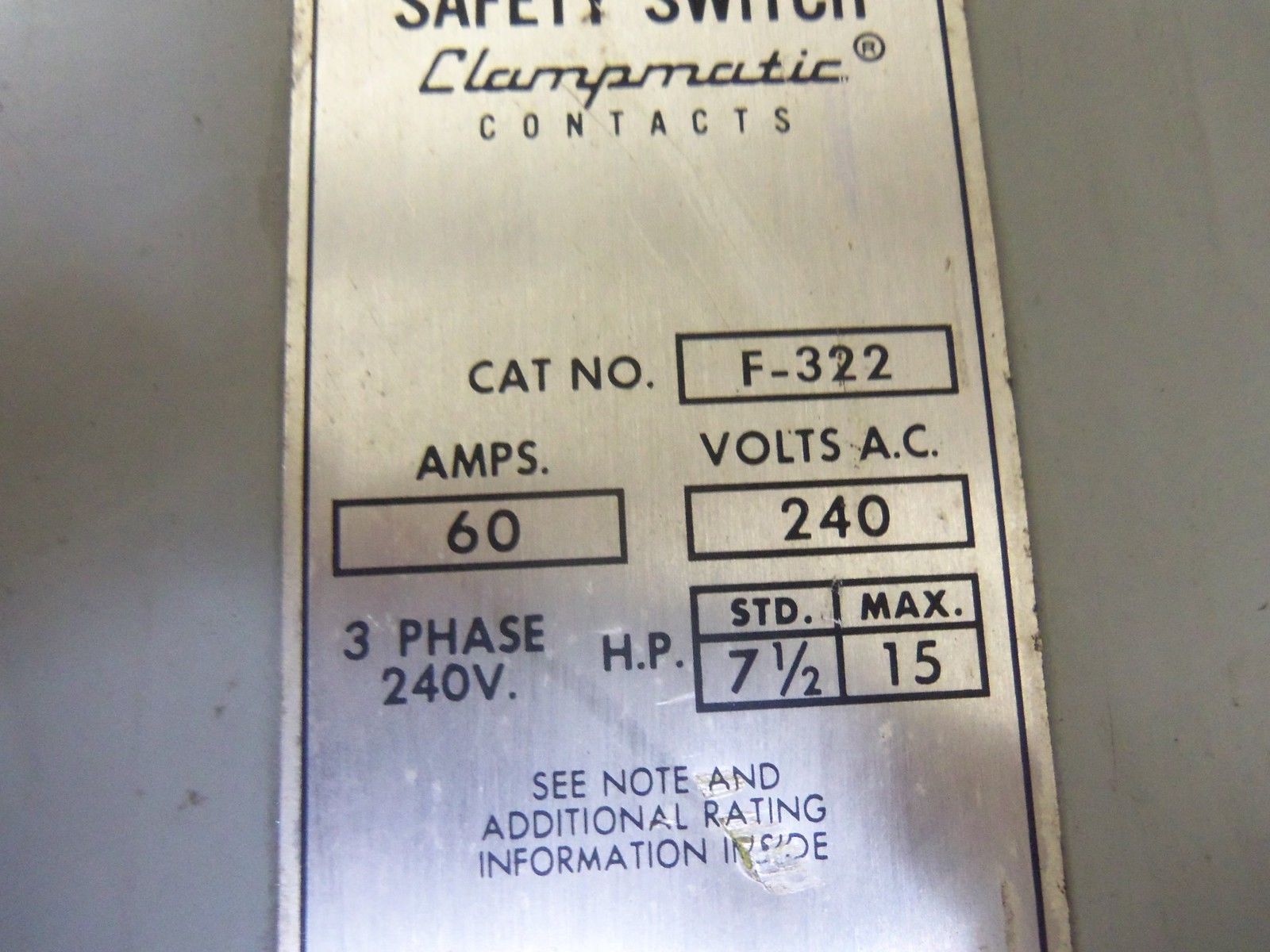 ITE VACU-BREAK F-322 SAFETY SWITCH *NEW NO BOX*