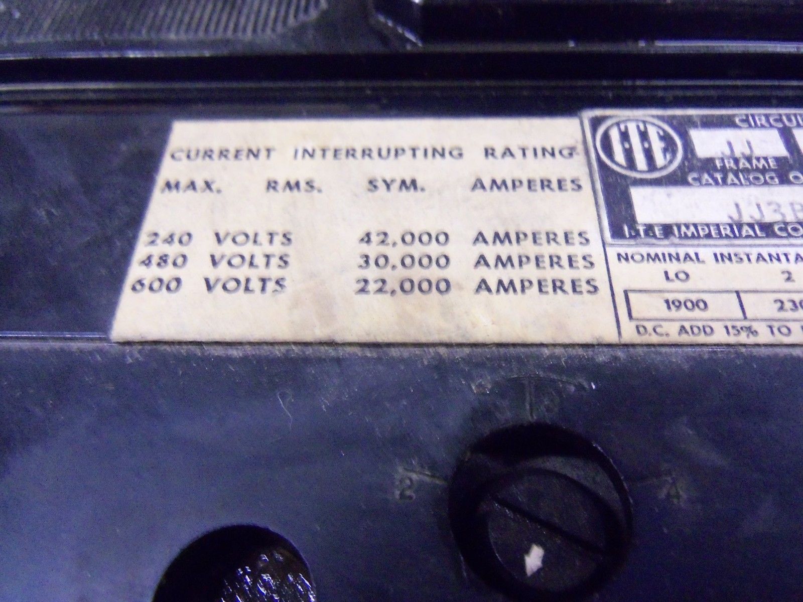 ITE JJ3B40000S01 CIRCUIT BREAKER 400AMPS UNMP