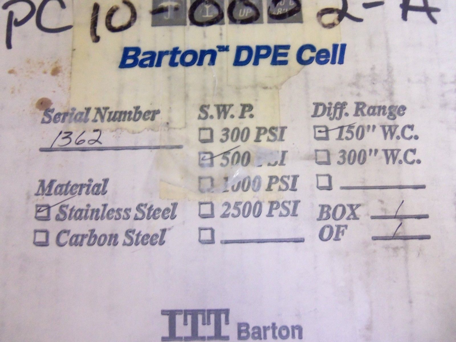ITT 1362 TRANSDUCER UNMP