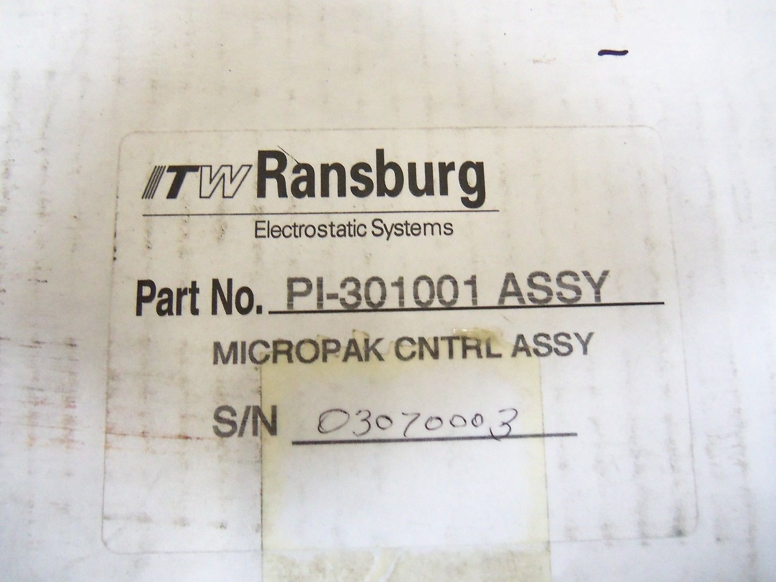 ITW RANSBARG PI-301001 ASSY *NEW IN BOX*