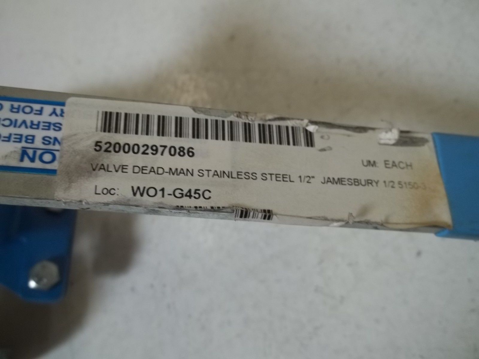 JAMESBURY 52000297086 VALVE DEAD-MAN STAINLESS STEEL 1/2"UNMP
