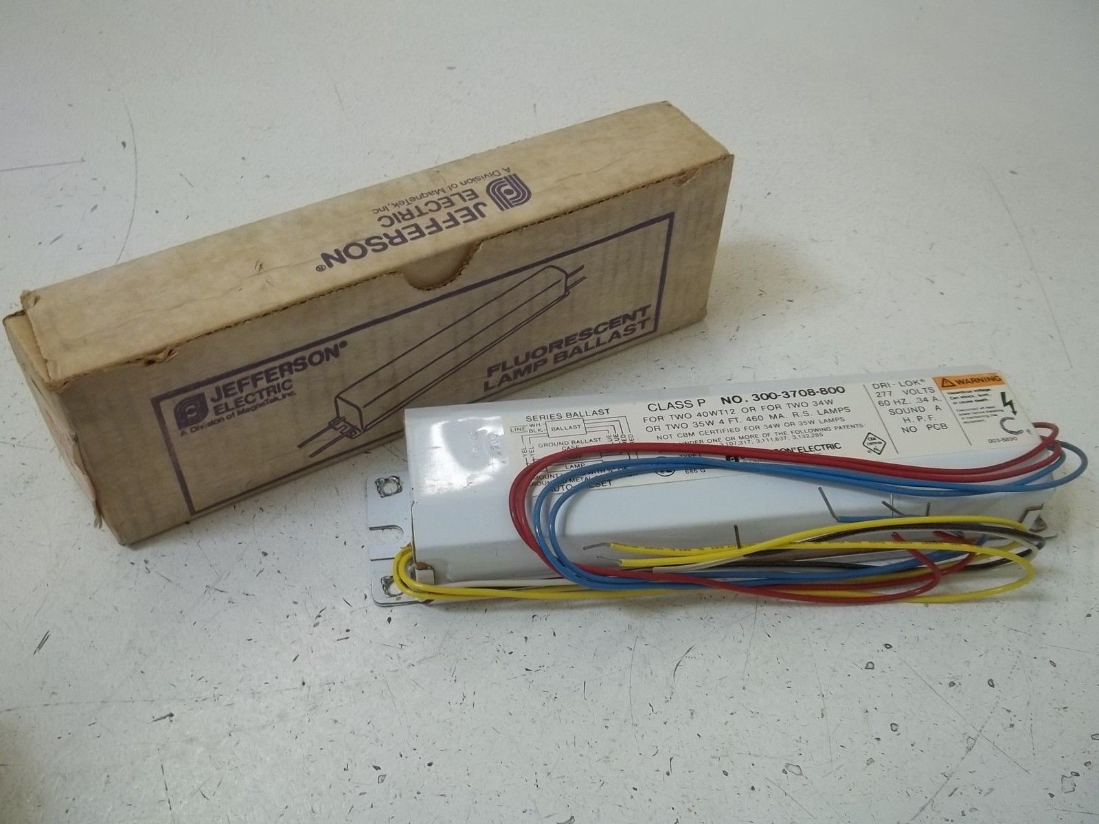 JEFFERSON ELECTRIC 300-3708-800 FLUORESCENT LAMP BALLAST 227V NSMP