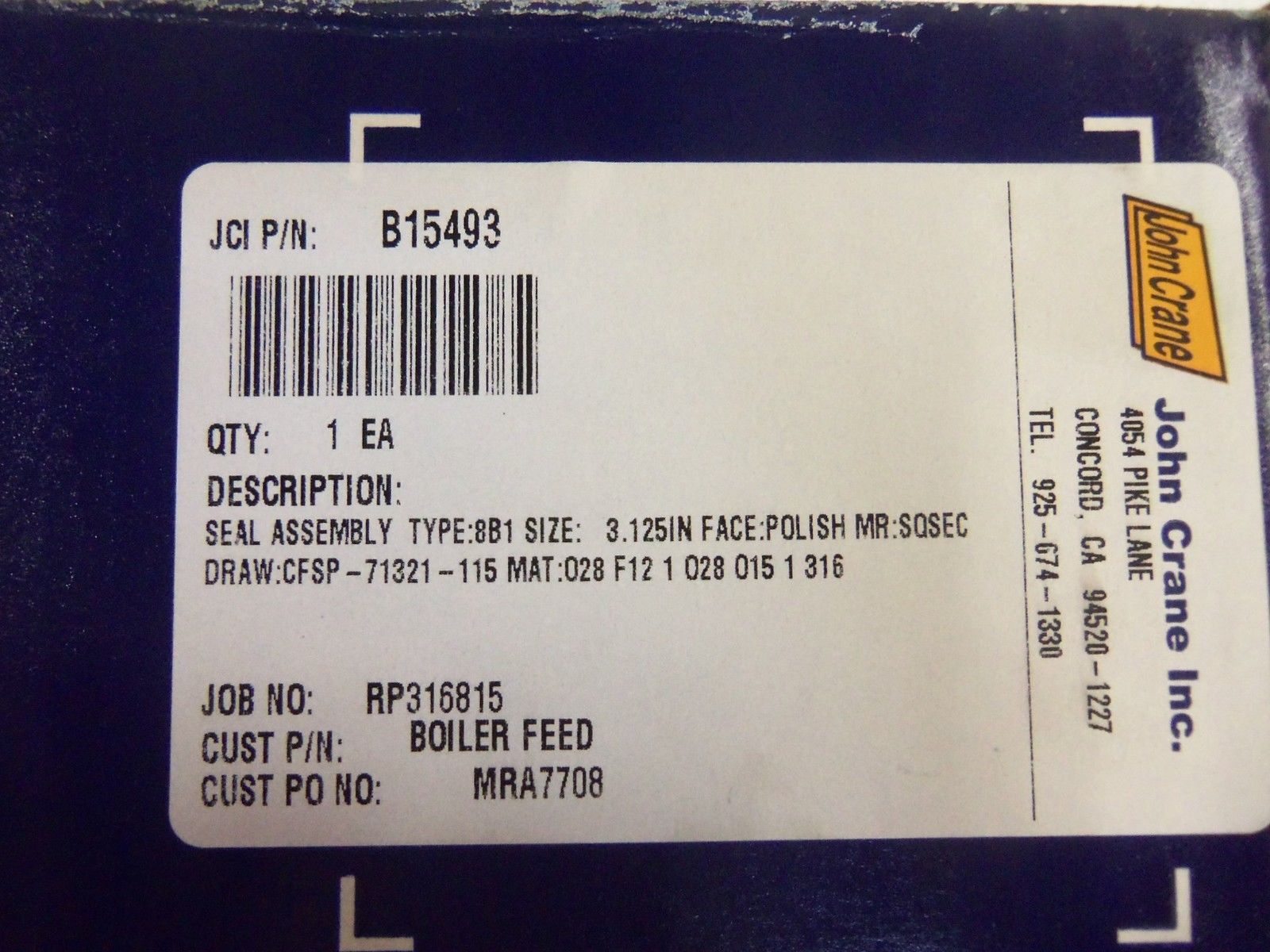 JOHN CRANE B15493 SEAL HEAD ASSEMBLY NSMP