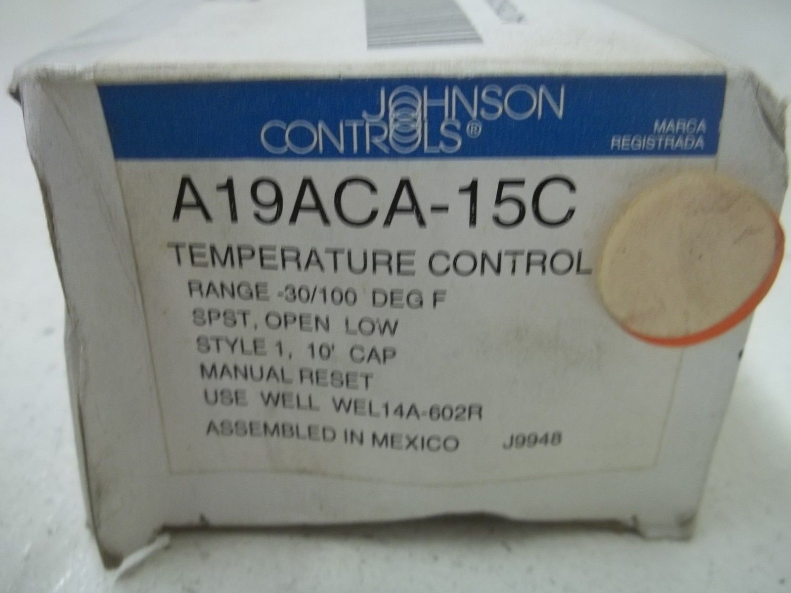 JOHNSON CONTROLS A19ACA-15C TEMPERATURE CONTROLUNMP
