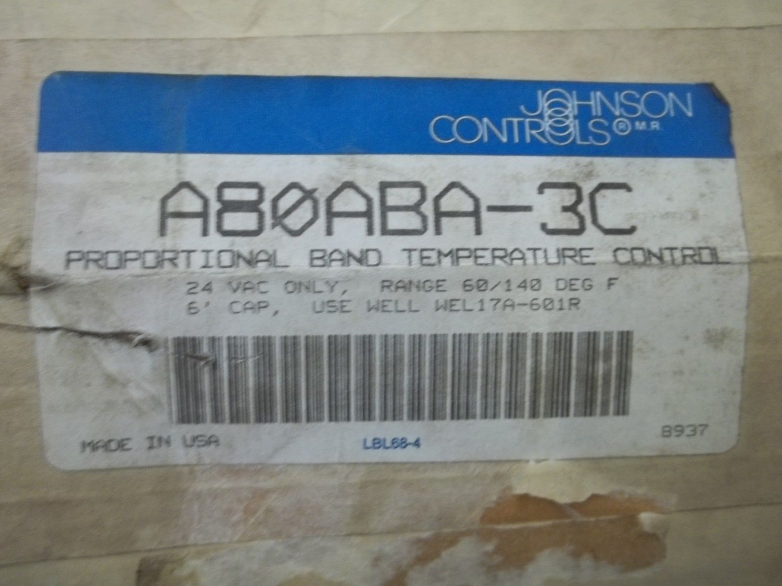 JOHNSON CONTROLS A80ABA-3C PROPORTIONAL BAND TEMPERATURE CONTROL NSMP