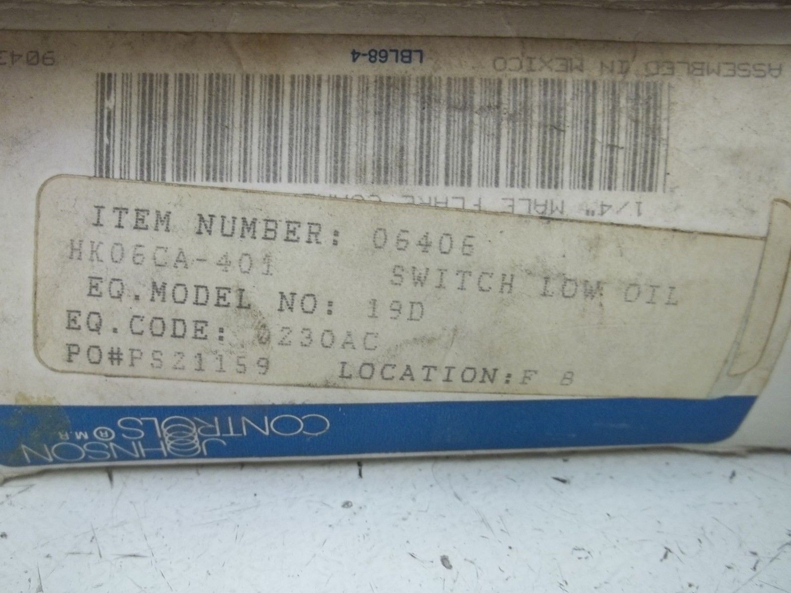 JOHNSON CONTROLS P74DA-15 PRESSURE CONTROL NSMP