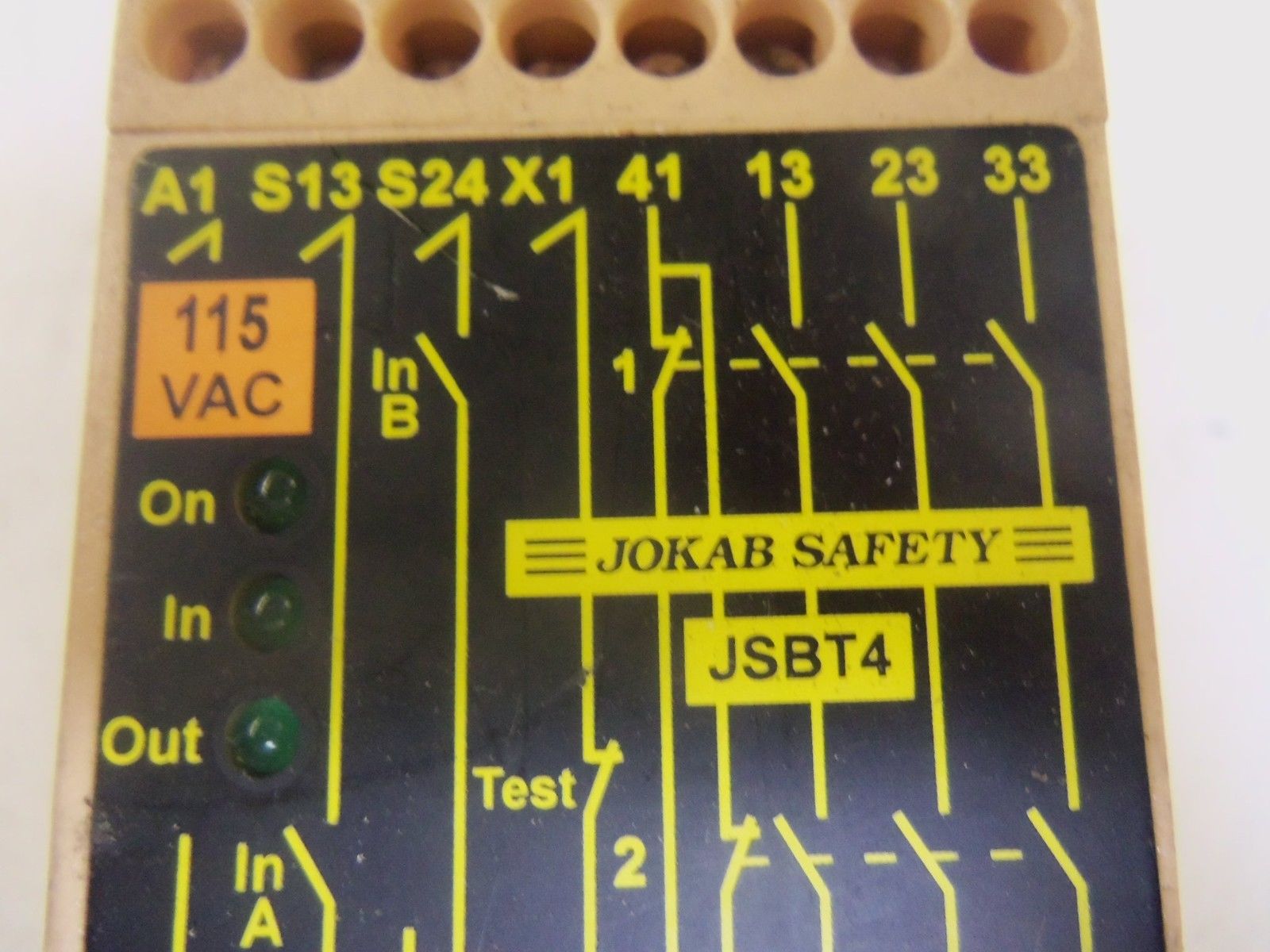 JOKAB SAFTEY JSBT4 SAFETY RELAY 115VAC *USED*