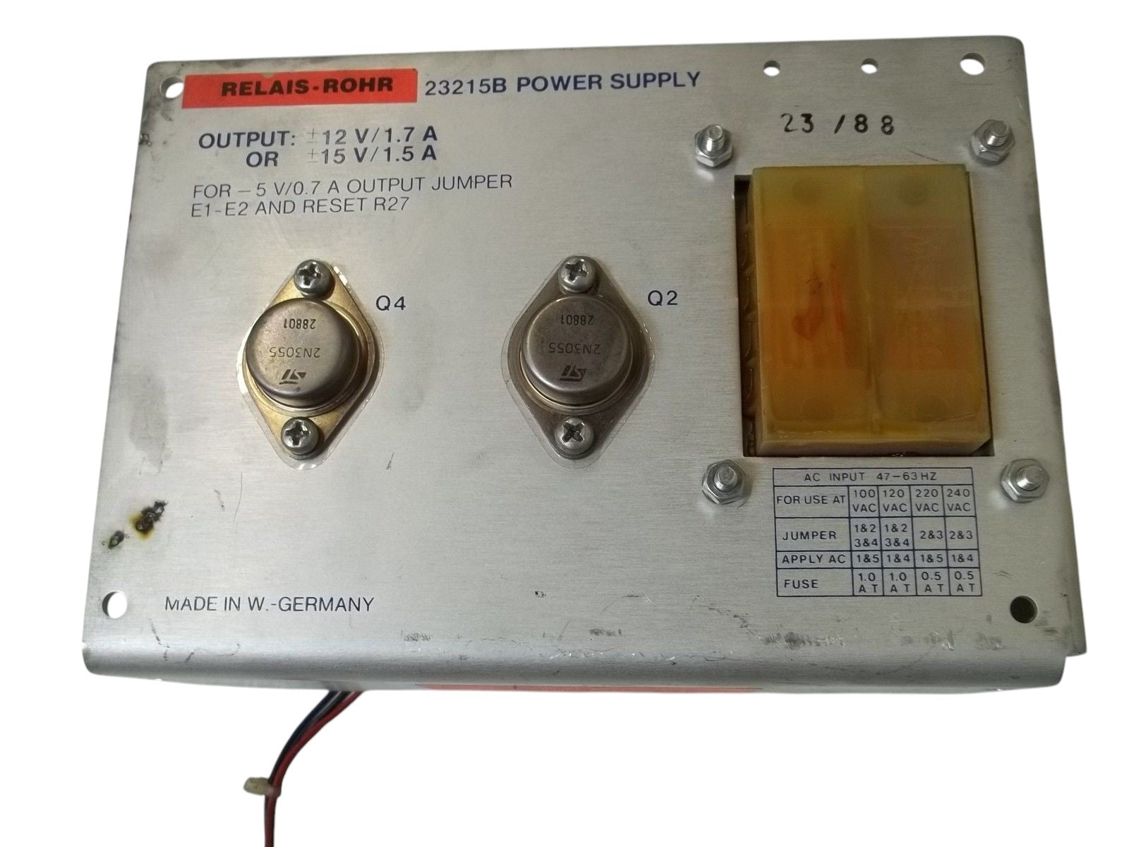 KAYSER 23215B POWER SUPPLY UNMP