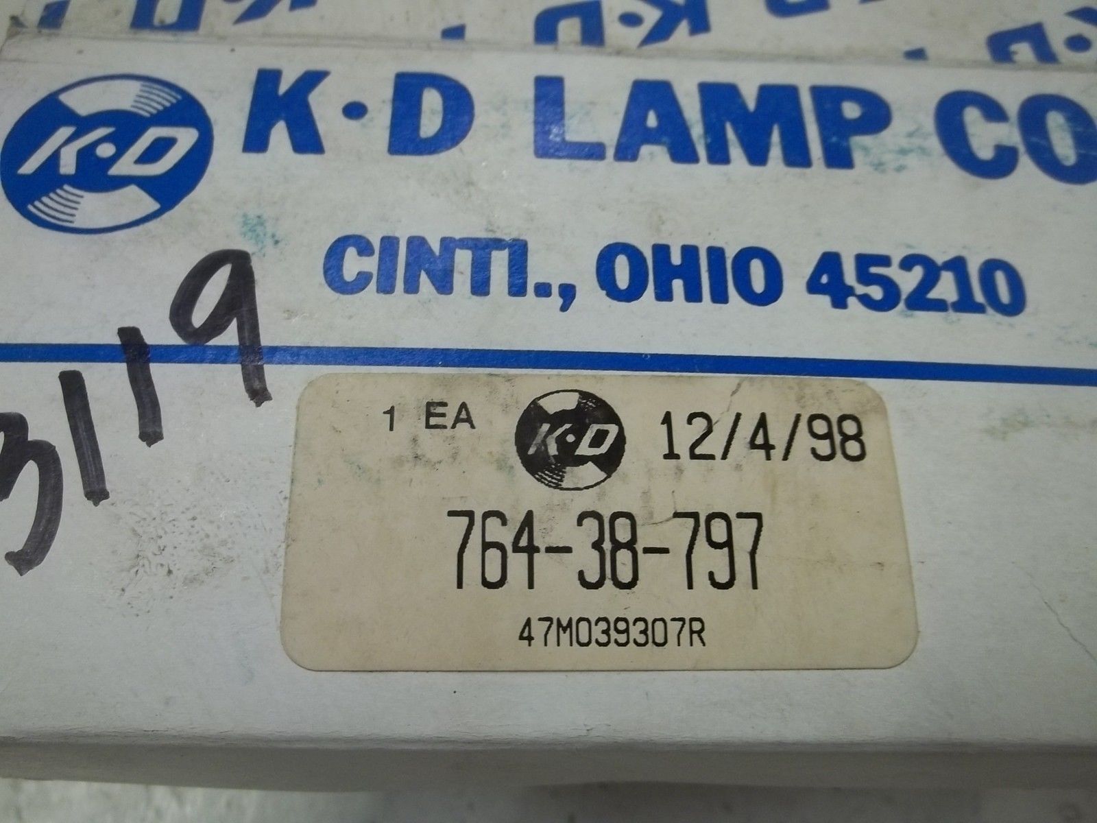 K.D LAMP CO. 764-38-797 NSMP