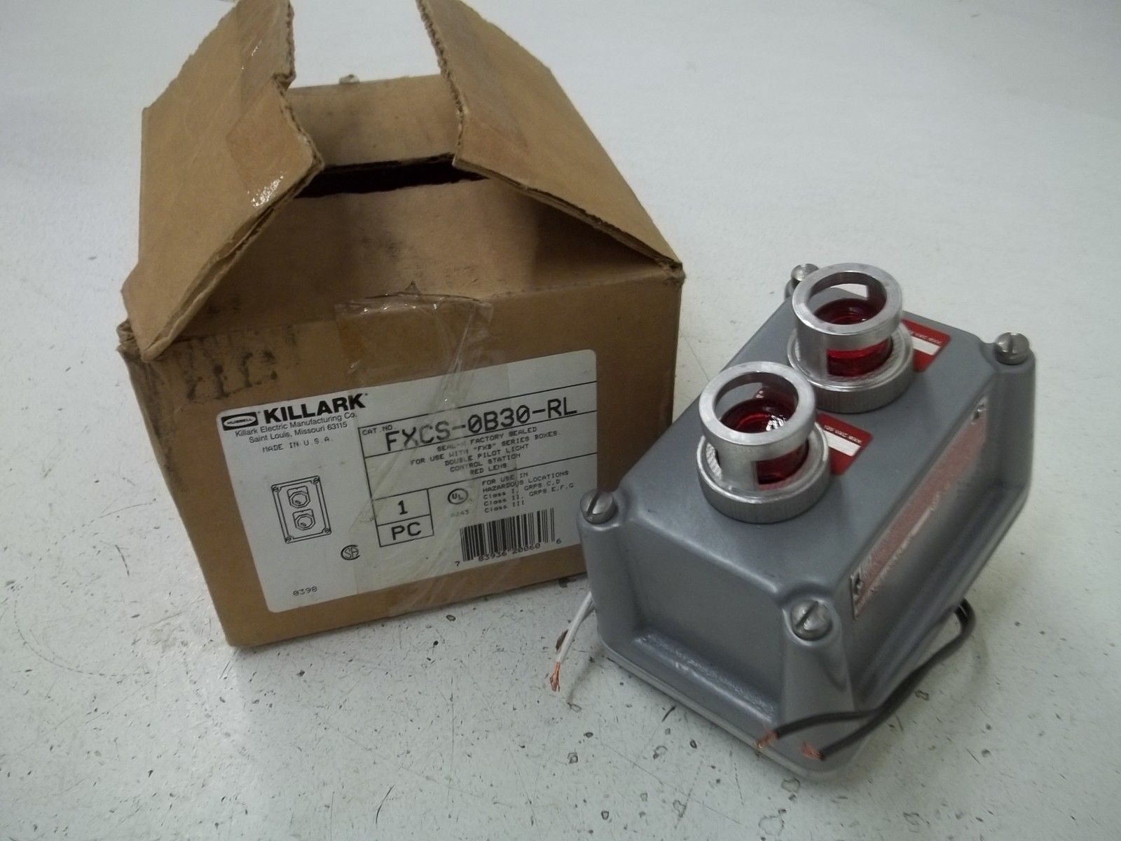 KILLARK FXCS-0B30-RL DOUBLE PILOT LIGHT CONTROL STATION RED LENS NSMP