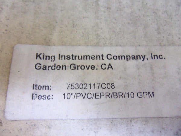 KING INSTRUMENTS 75302117C08 FLOWMETER 10" SCALE NSMP