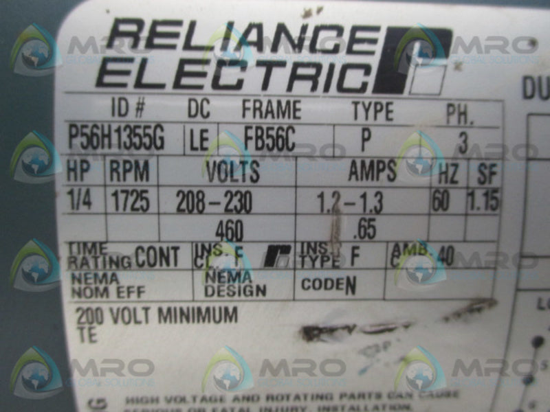 RELIANCE ELECTRIC P56H1355G MOTOR  UNMP